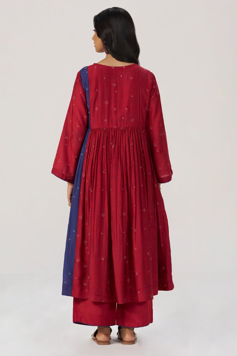 Red and Indigo Festive Co-ord Set