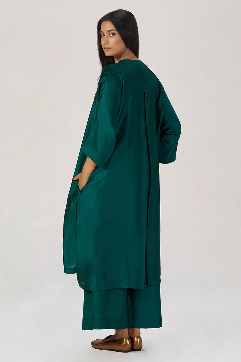 Deep Forest Green Silk Festive Co-ord Set