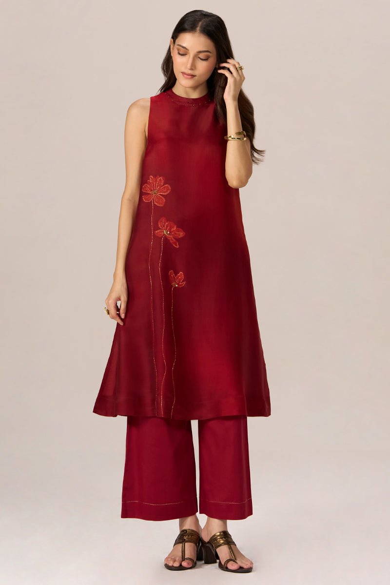 Maroon Silk Co-ord Set