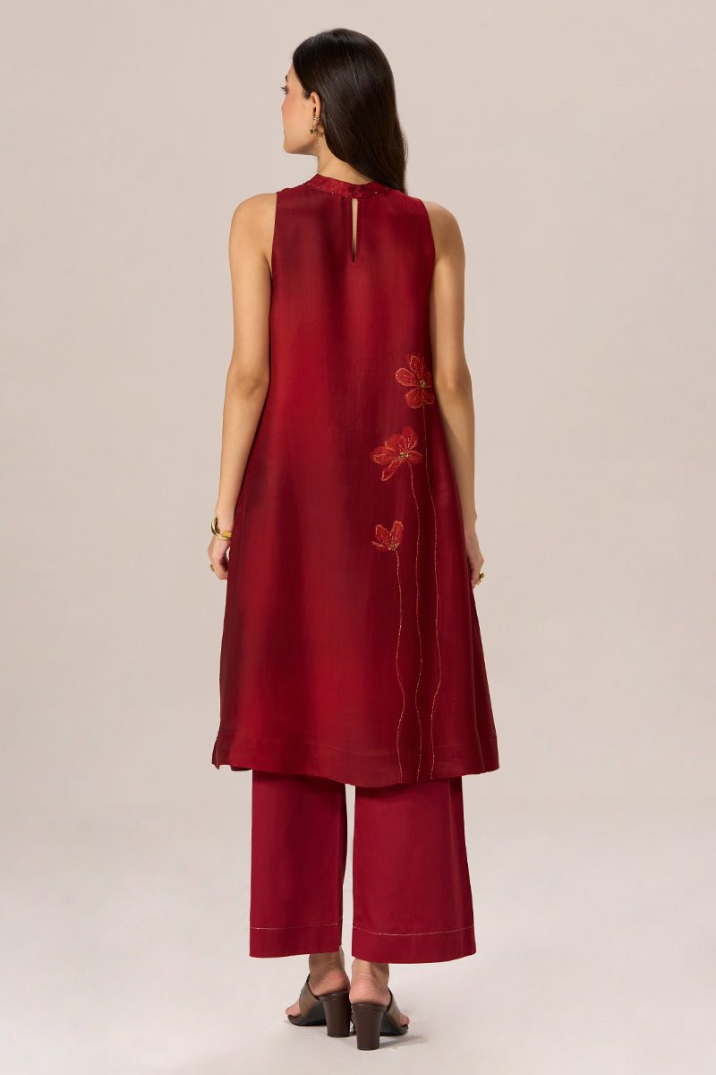 Maroon Silk Co-ord Set