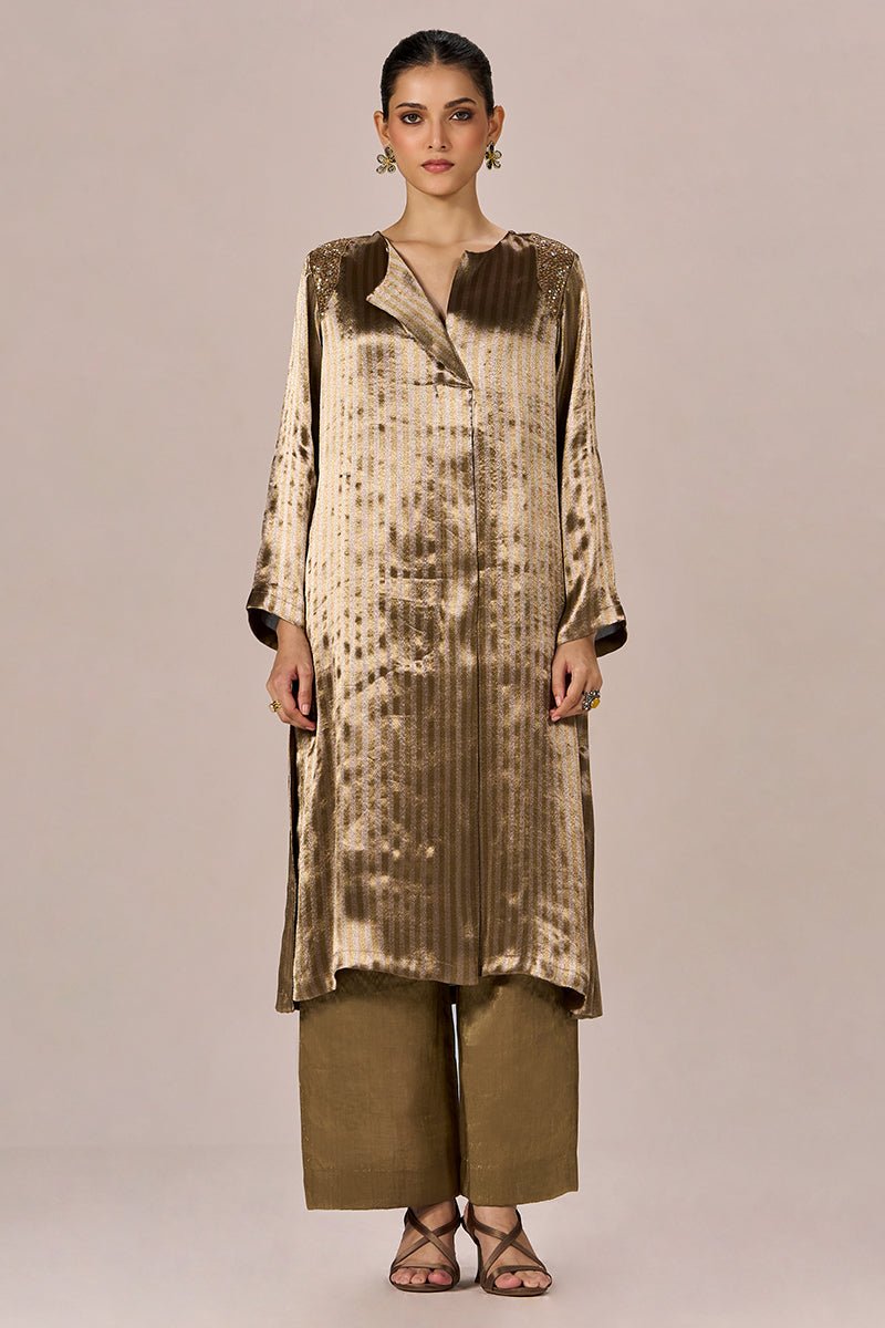 Brass and Light Gold Stripe Tissue Festive Co-ord Set