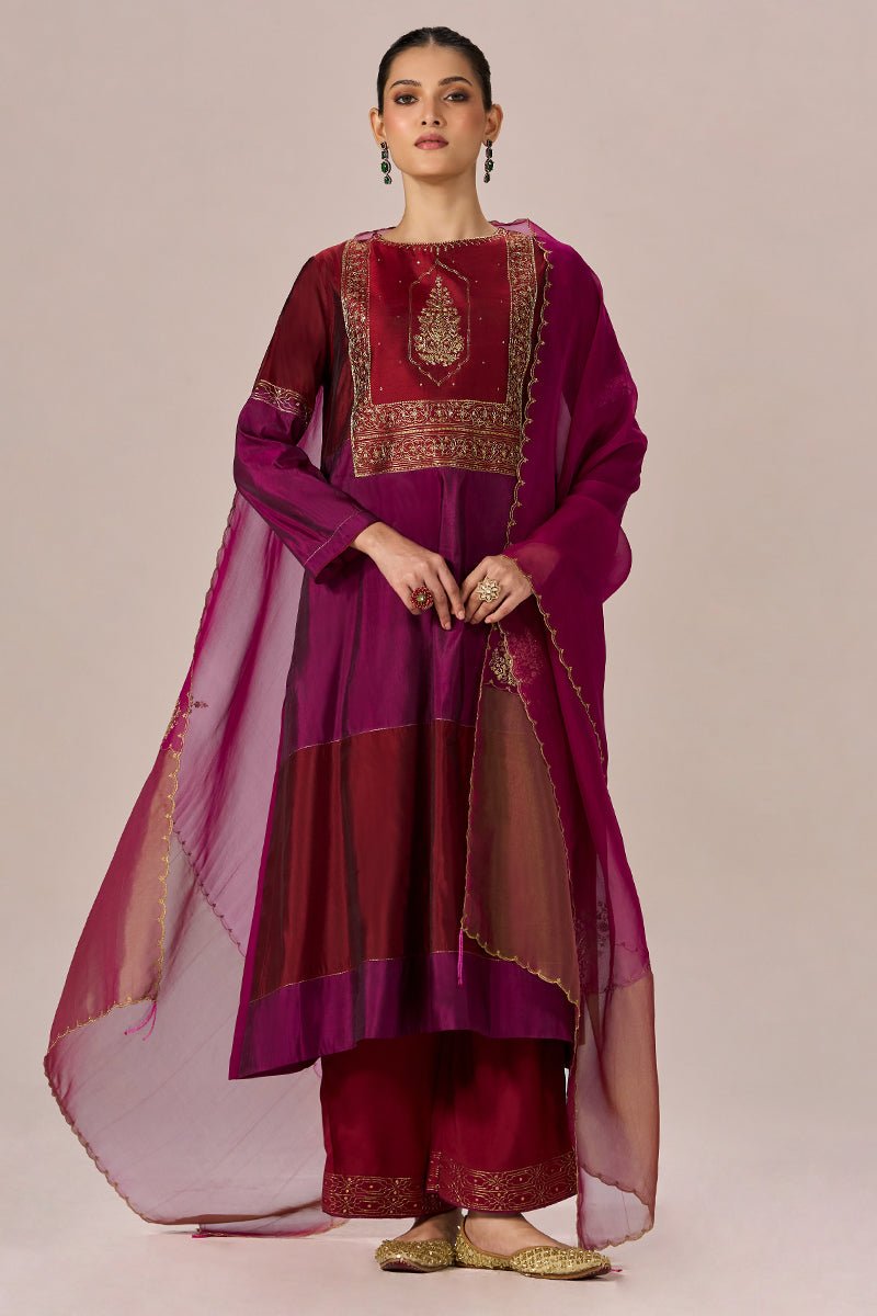 Deep Maroon With Deep Plum Festive Kurta Set