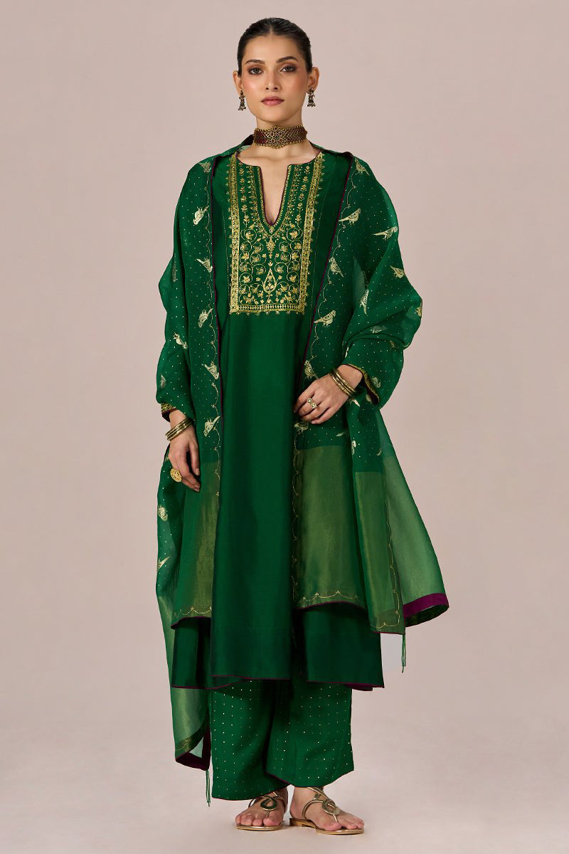 Fresh Leaf Green Festive Kurta Set