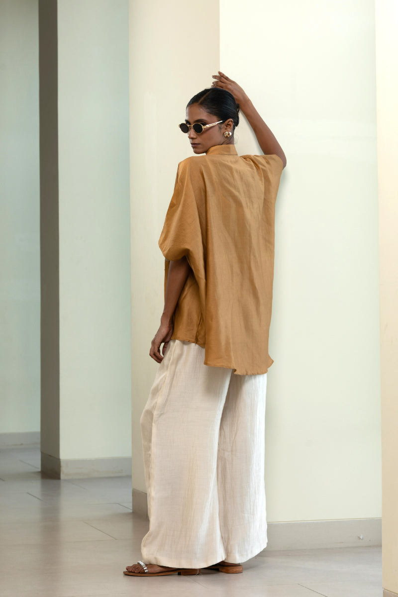 Leaf Kaftan Shirt - Beige