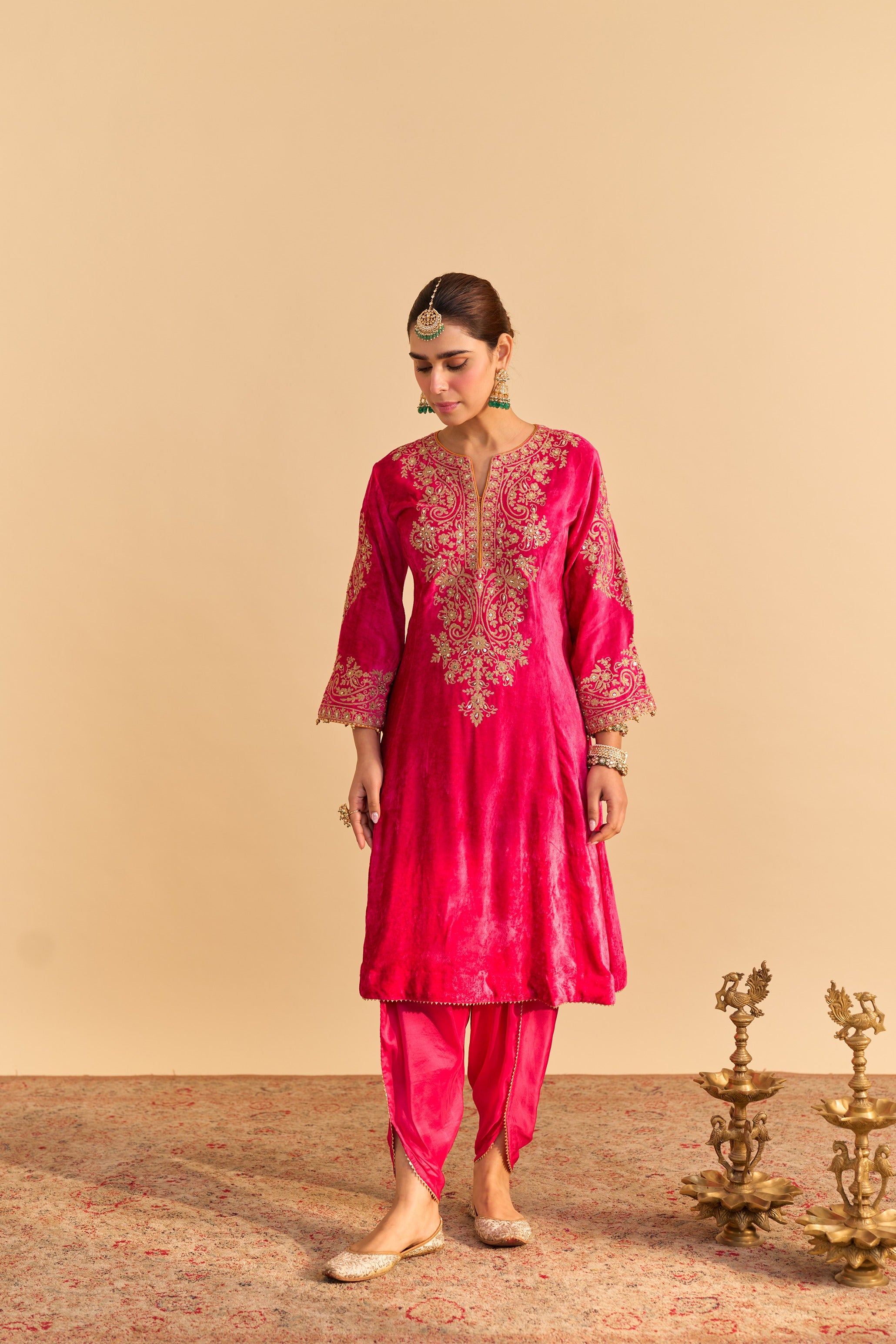 Eira - Hotpink A-line Kurta with Dhoti
