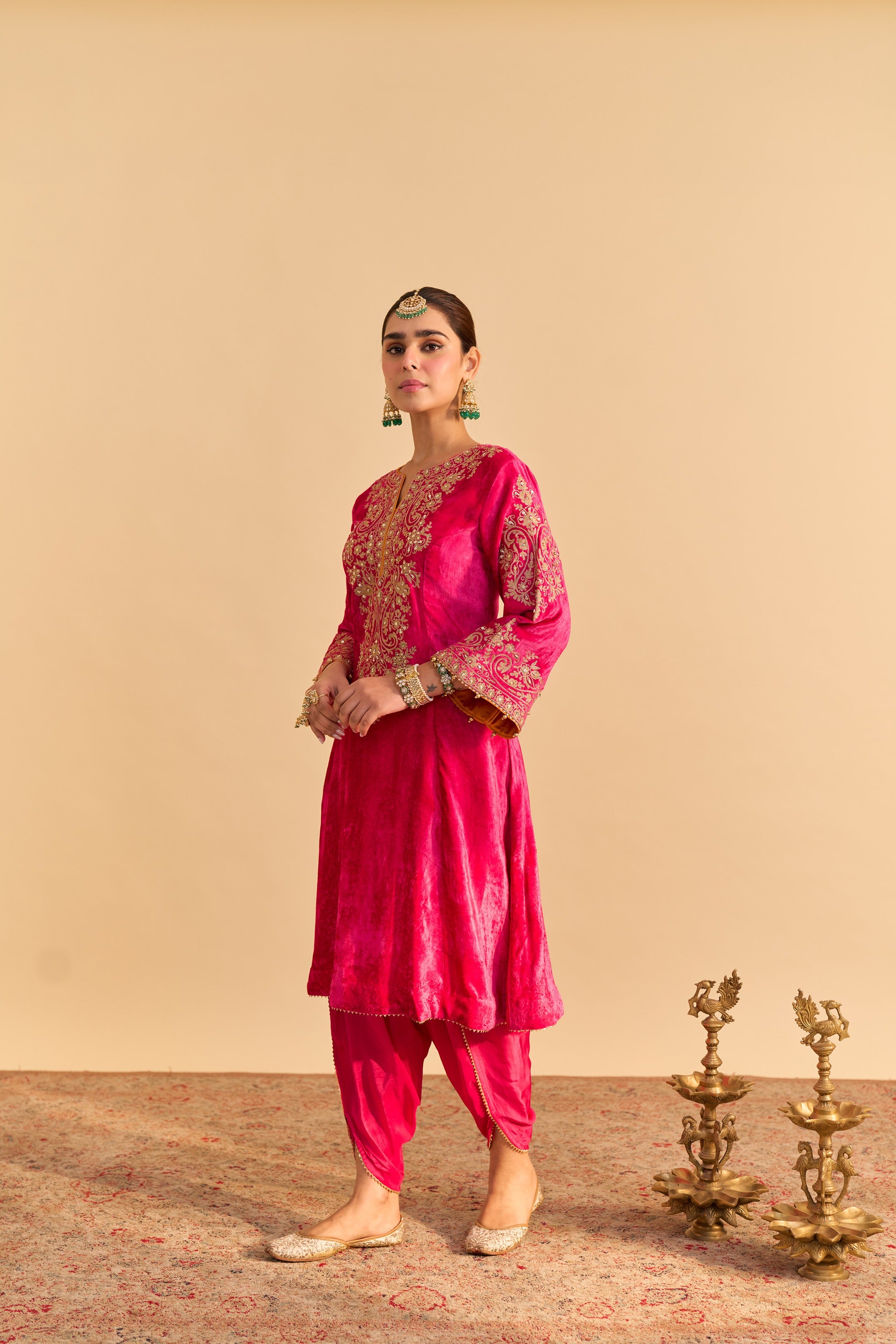 Eira - Hotpink A-line Kurta with Dhoti