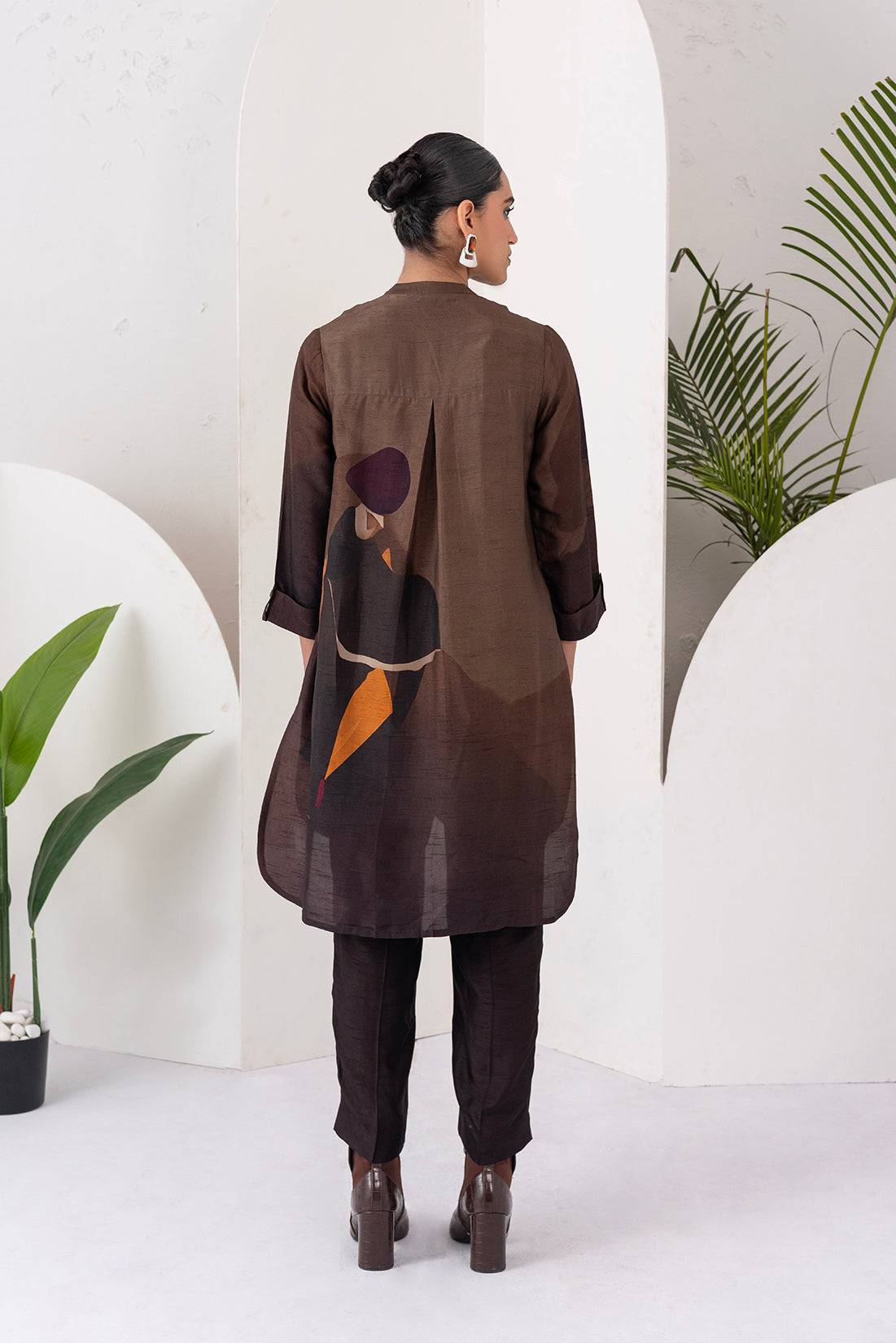 Shades Of Brown Viscose Dupion Printed Shirt