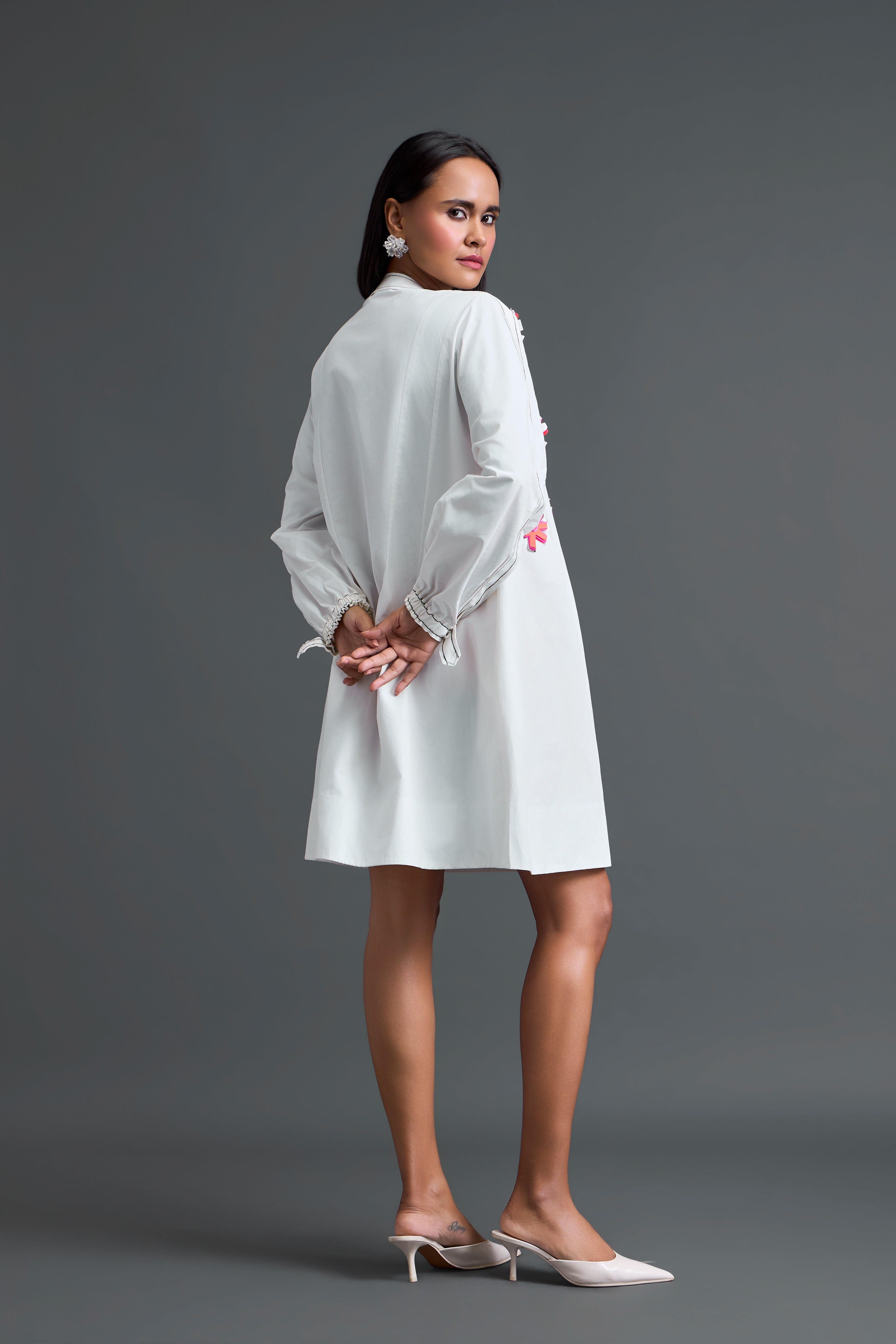 White Floral Patch Dress