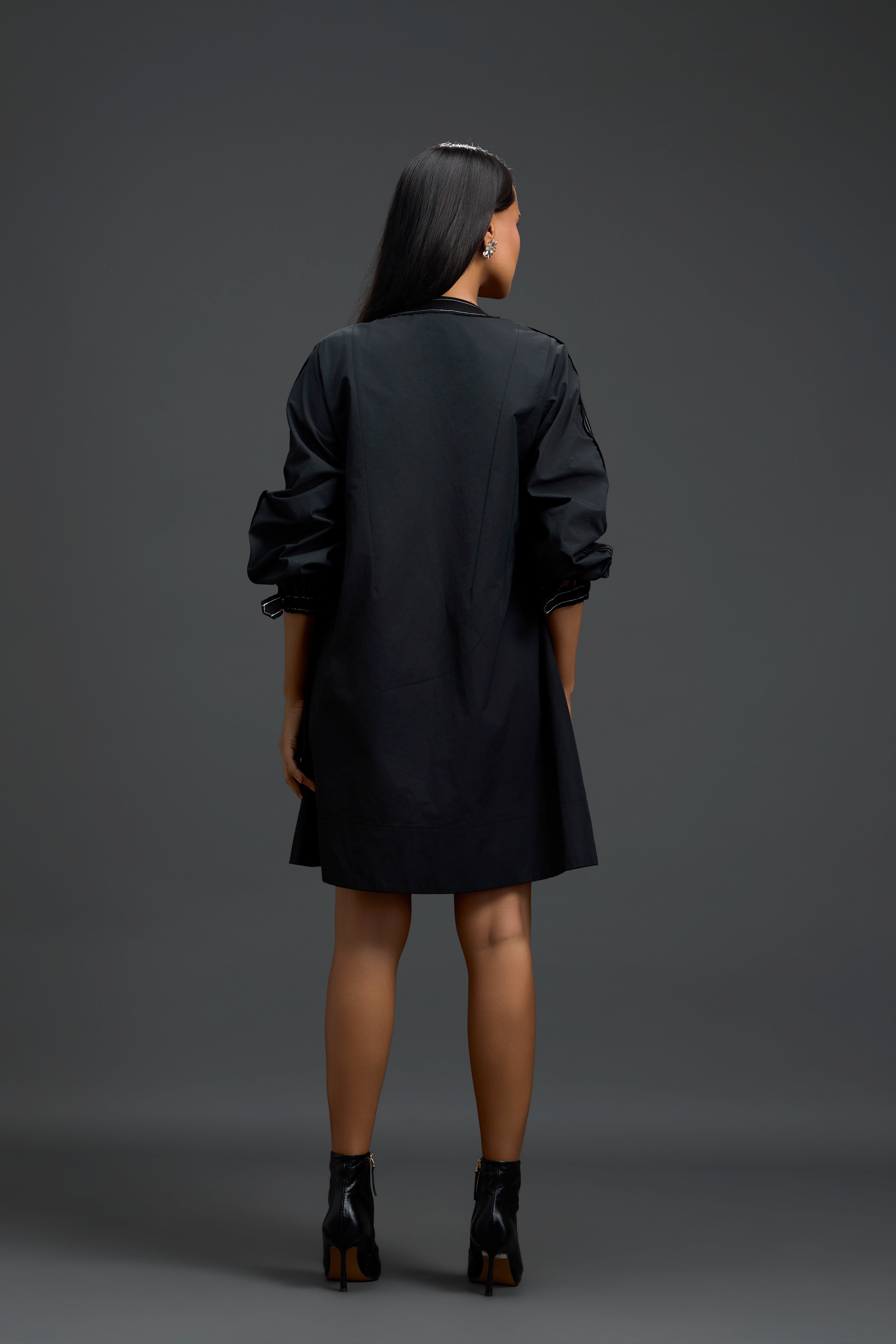 Black Floral Patch Dress