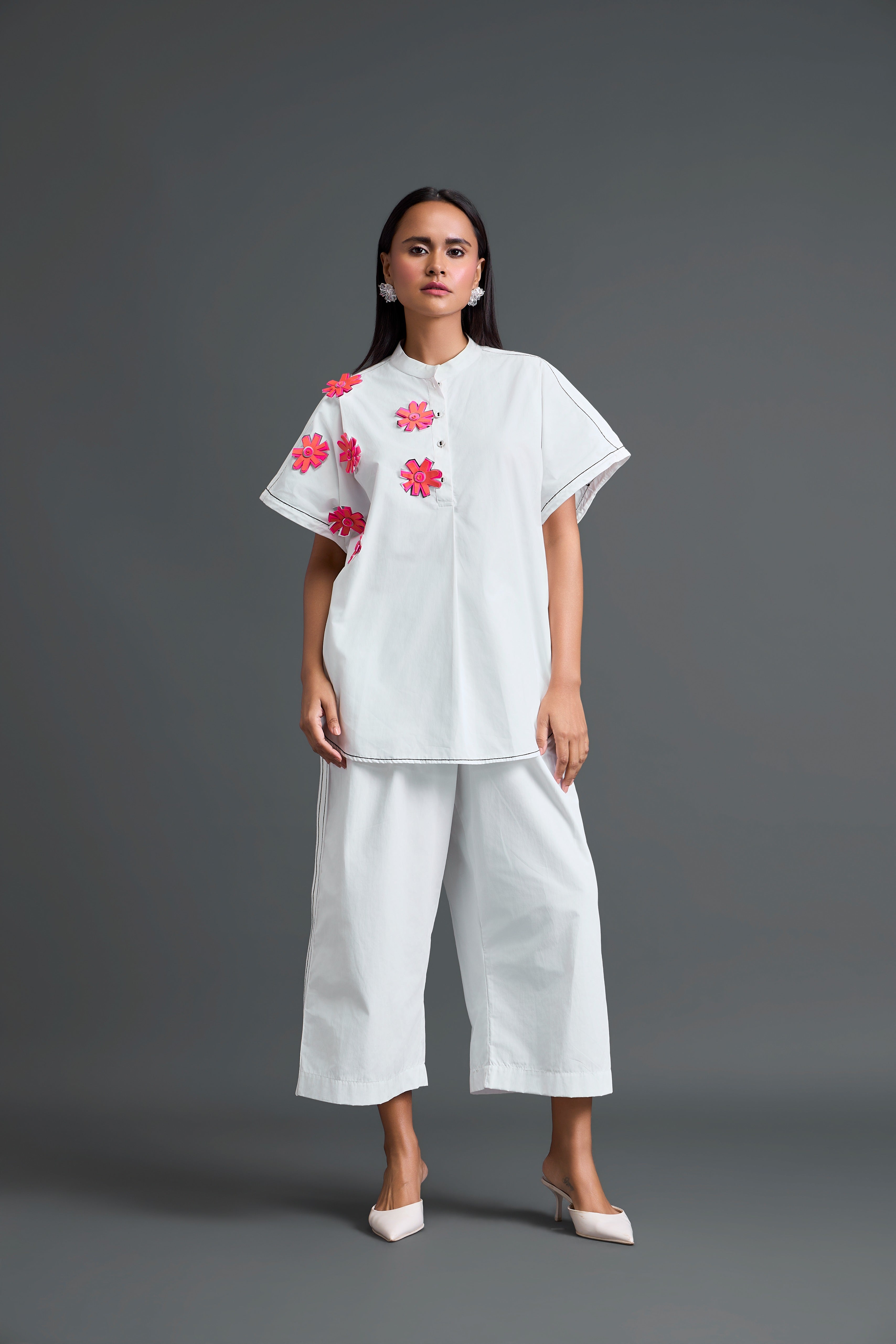 White Floral Patch Co-Ord Set