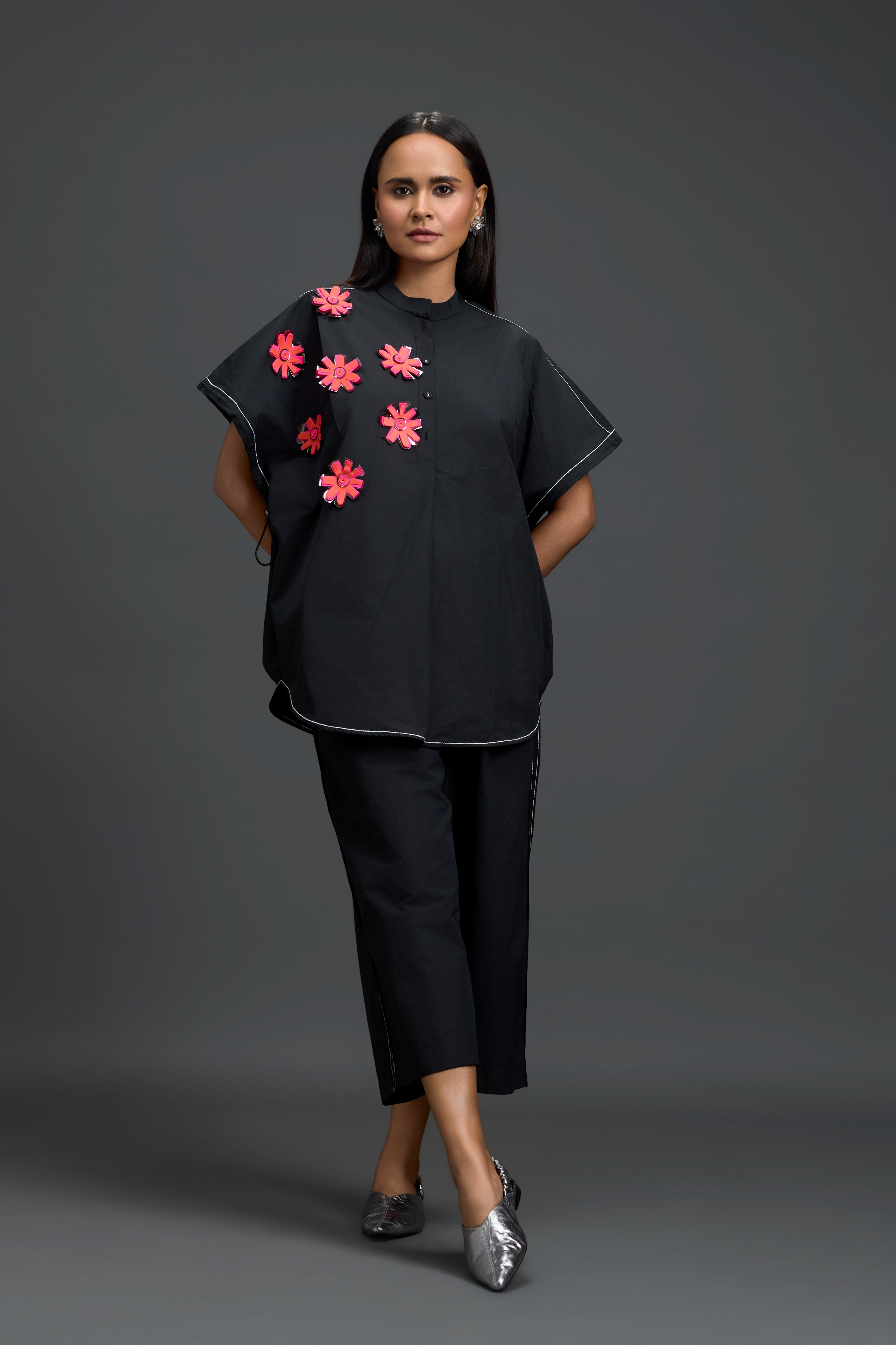 Black Floral Patch Co-Ord Set