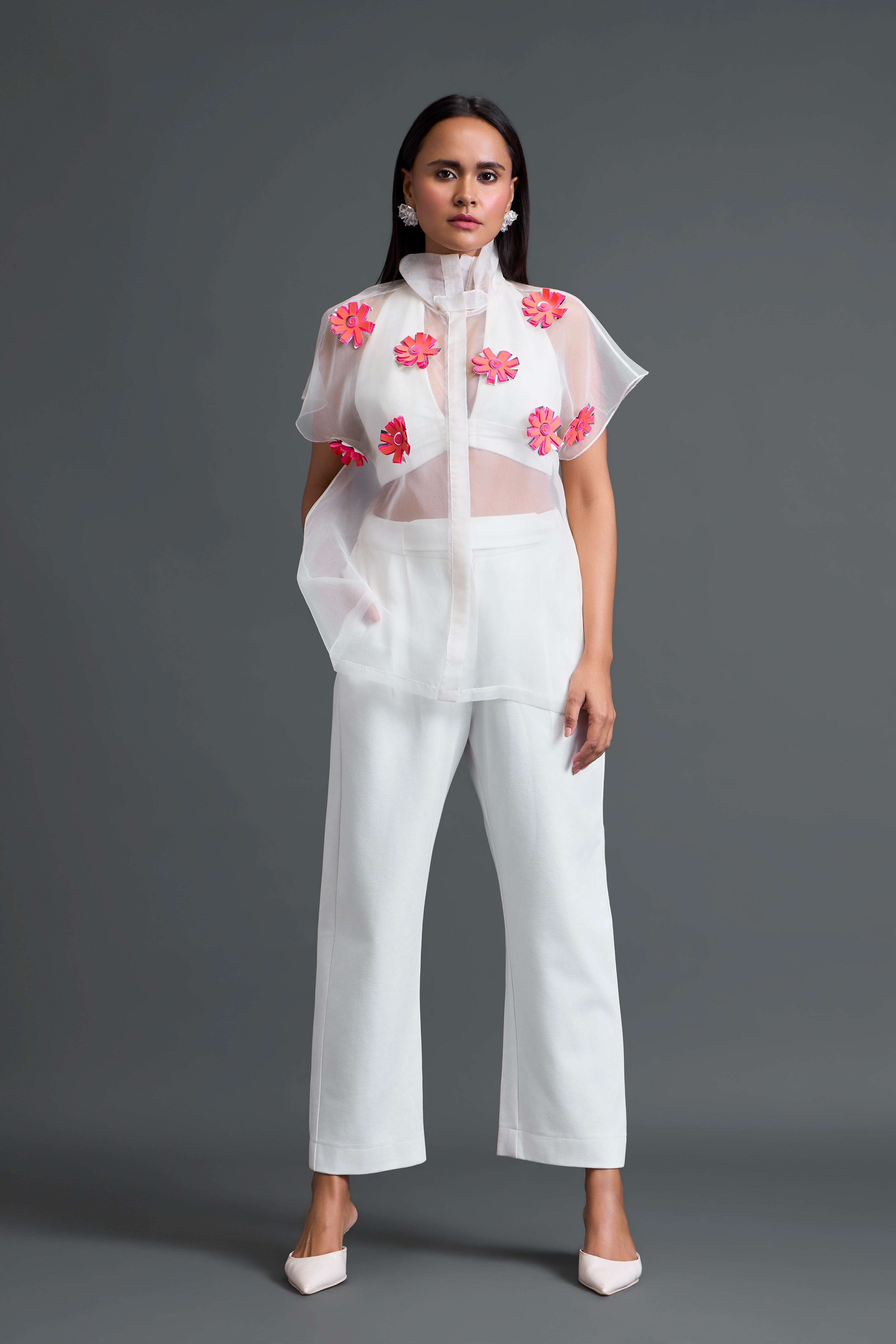 White Three-Piece Floral Co-Ord Set