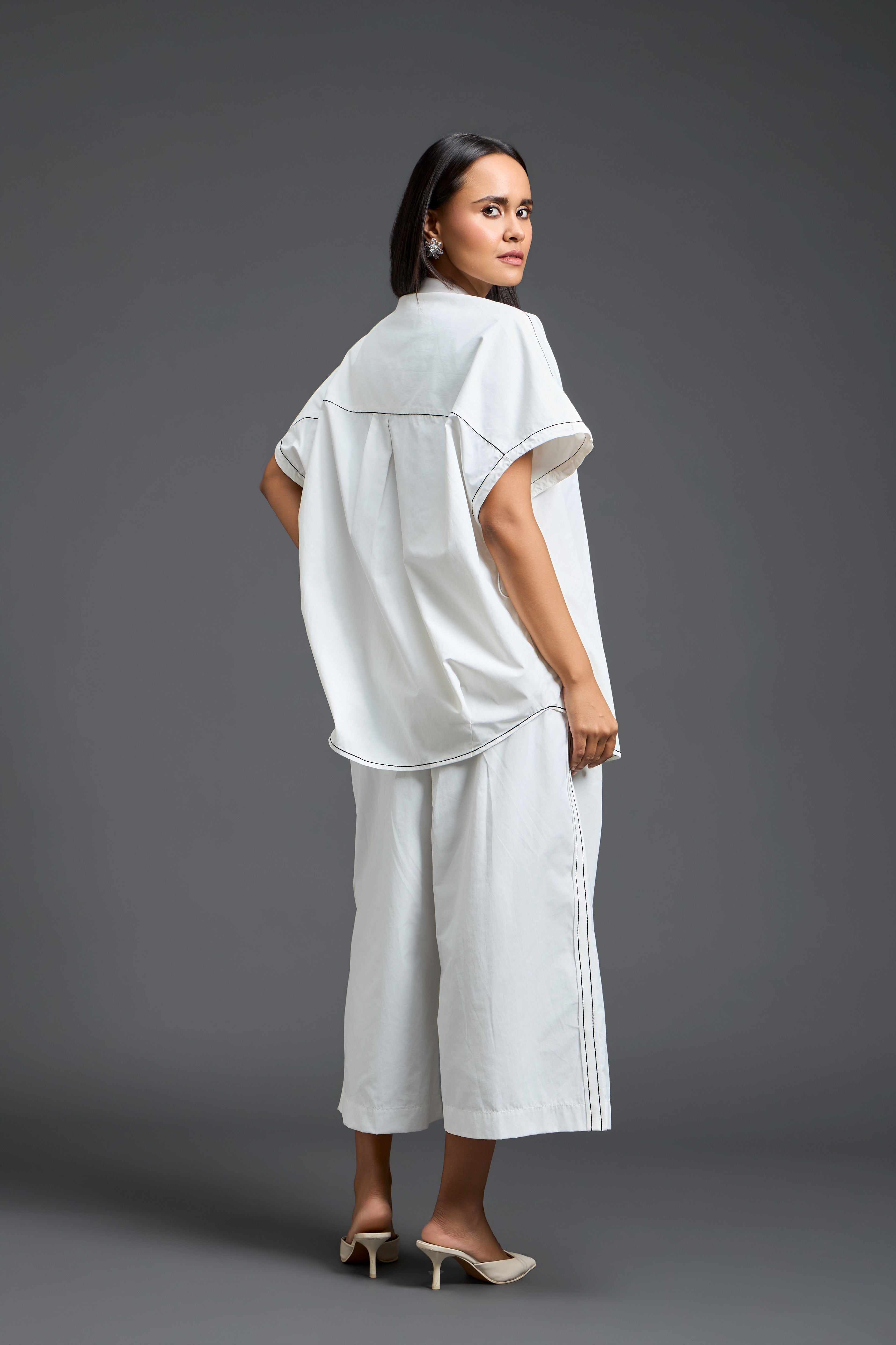 White Floral Patchwork Shirt & Cropped Trouser Set