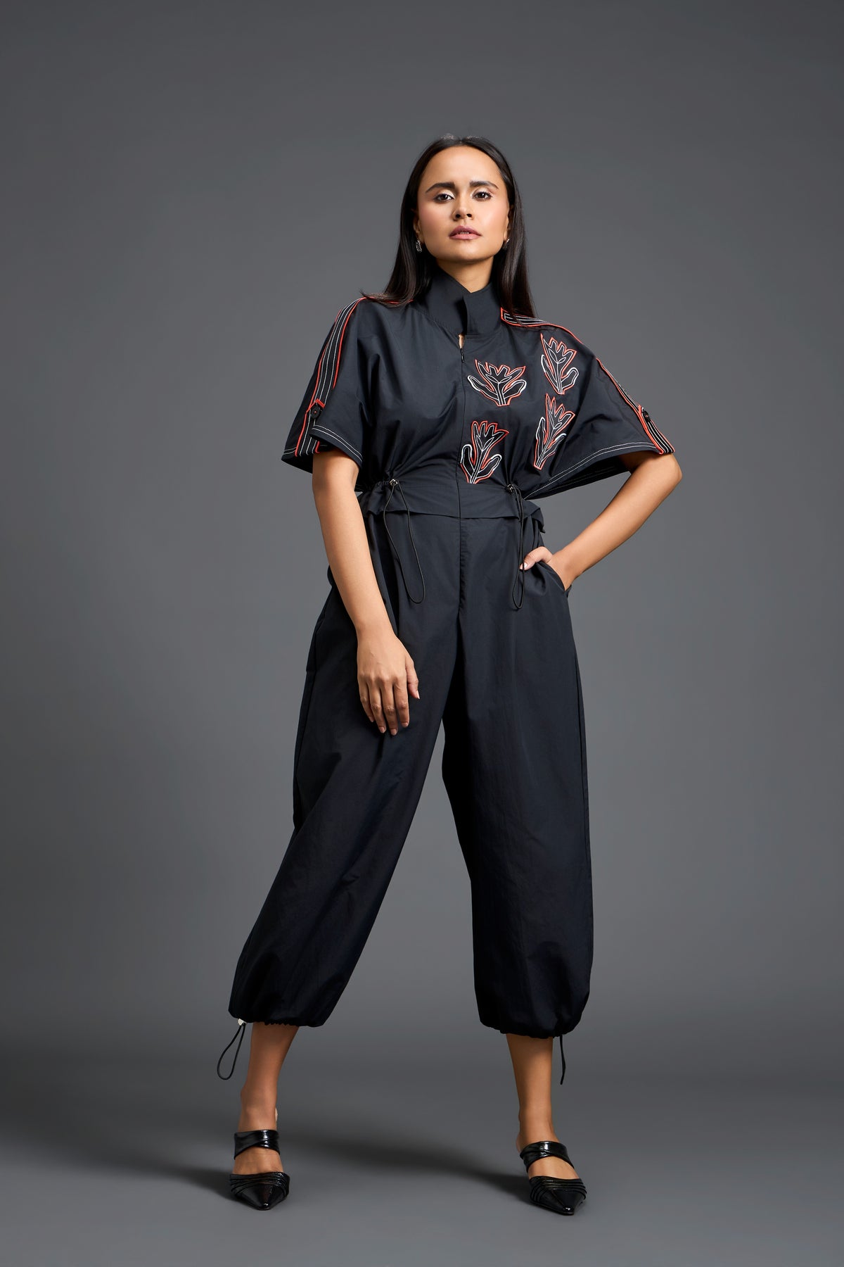 Black Metallic Geometric Playsuit