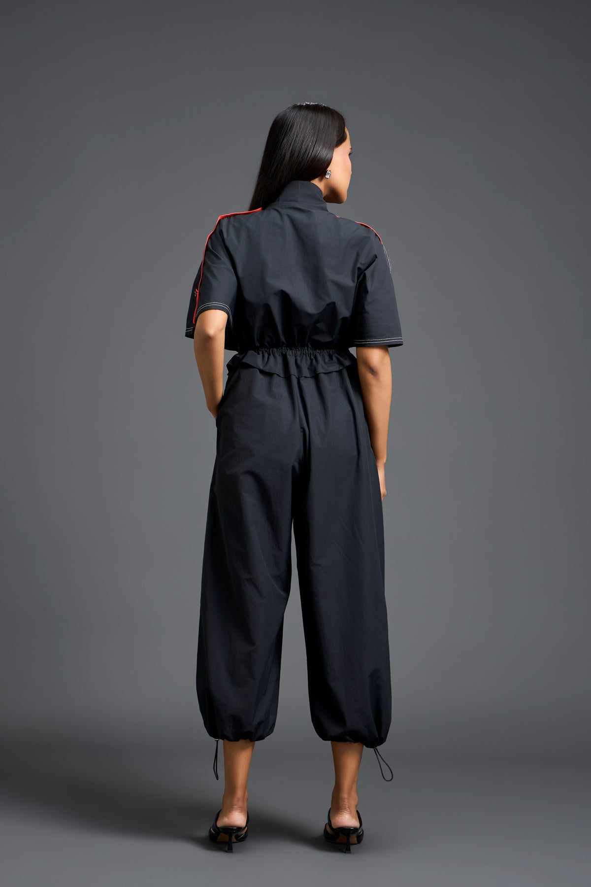 Black Metallic Geometric Playsuit