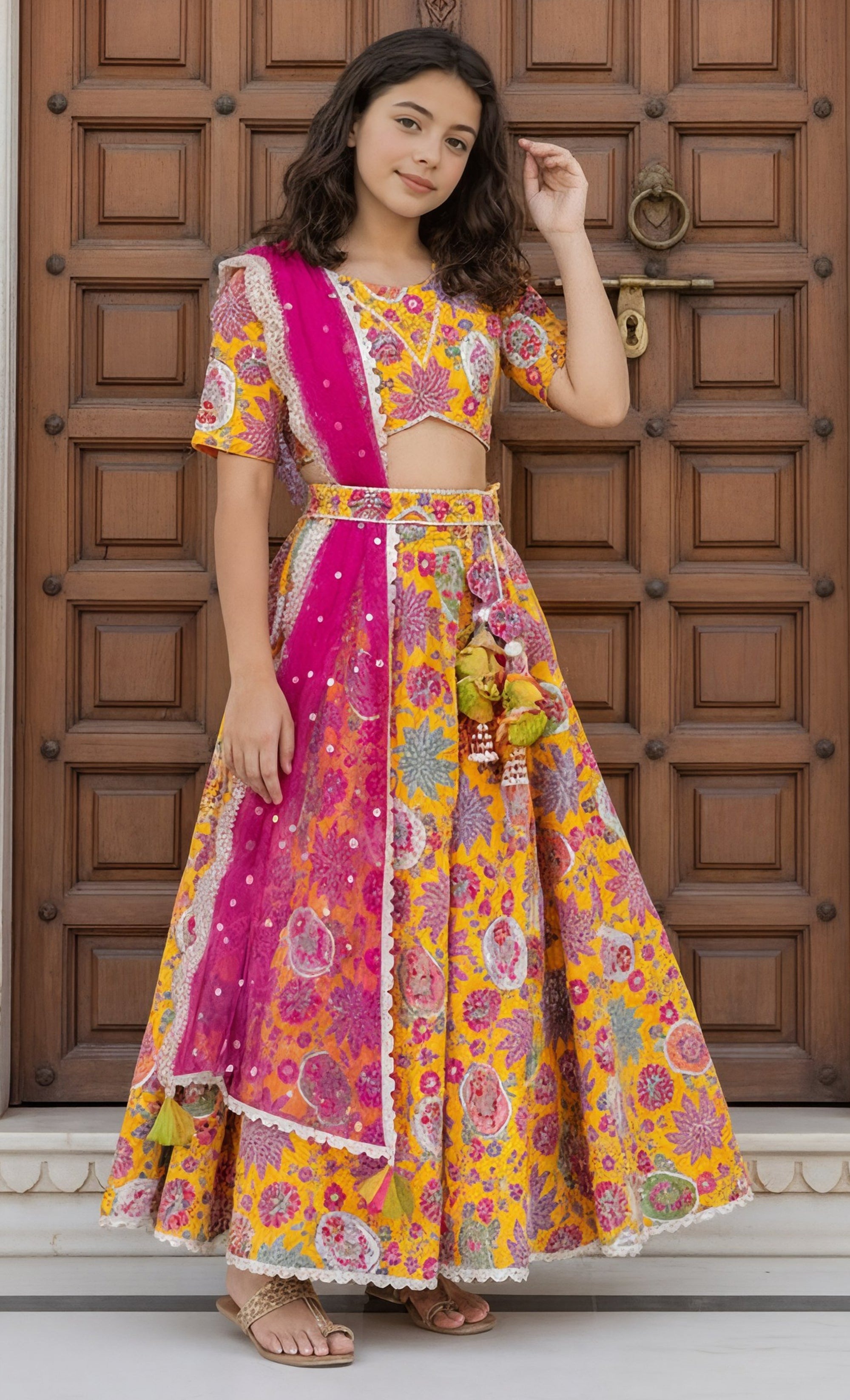 Yellow Embroidered Lehenga Choli