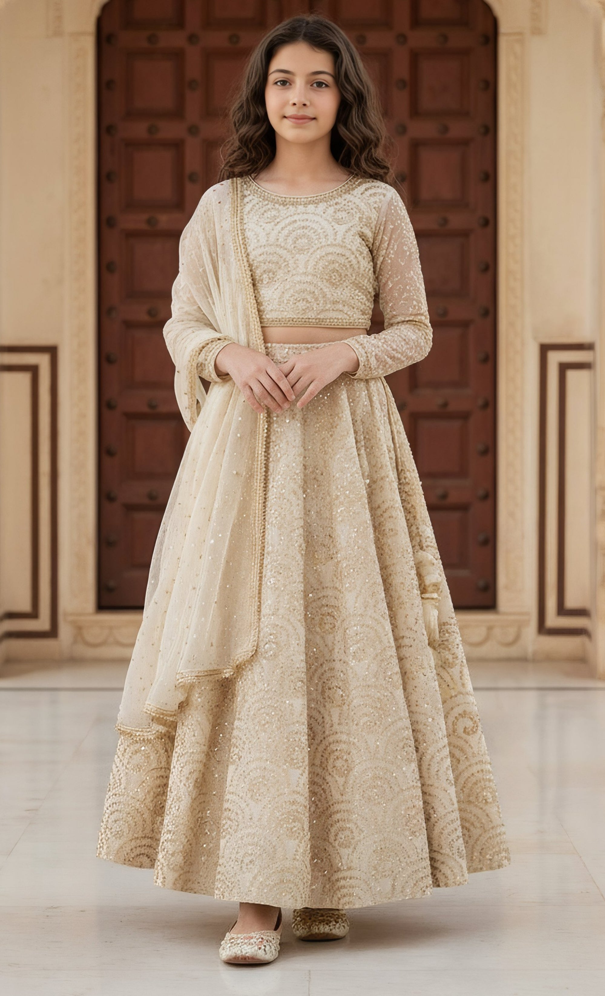 Golden Embroidered Lehenga Choli Set