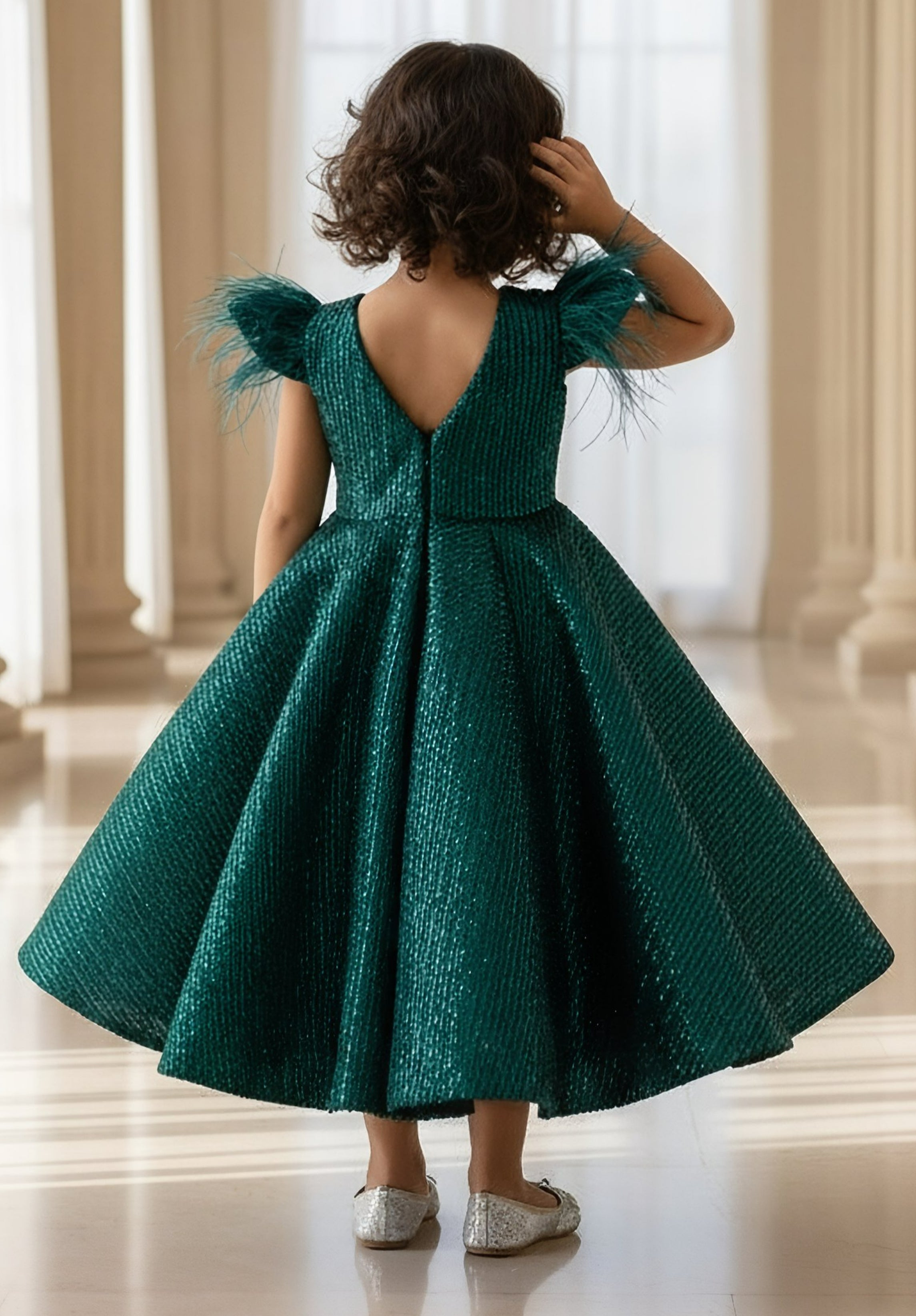 Green Sequence Embroidery Gown