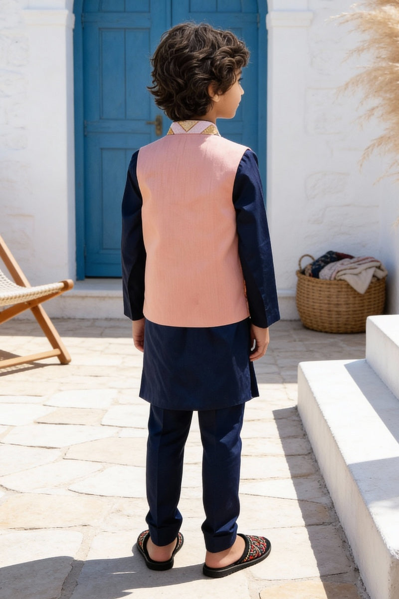 Sequence Embroidered Jacket with Blue Kurta and Pant