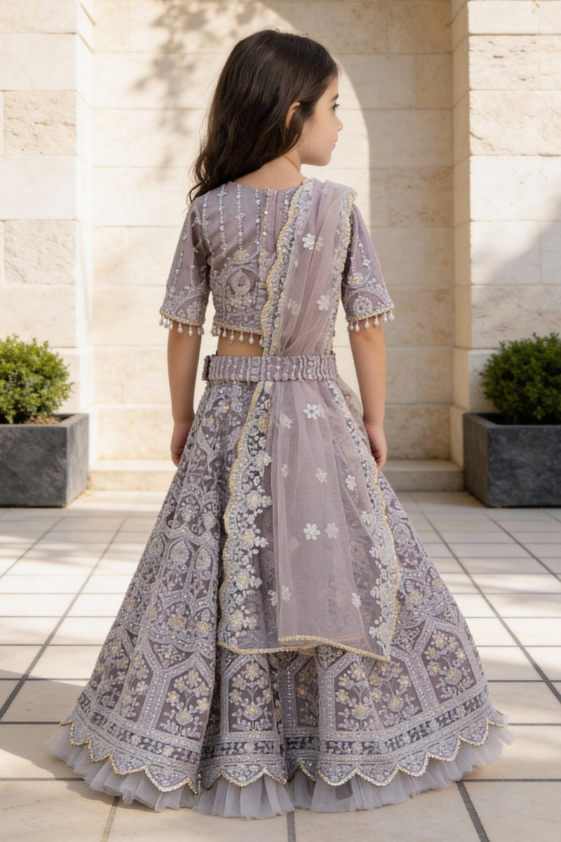Grey Thread Lehenga for Girls