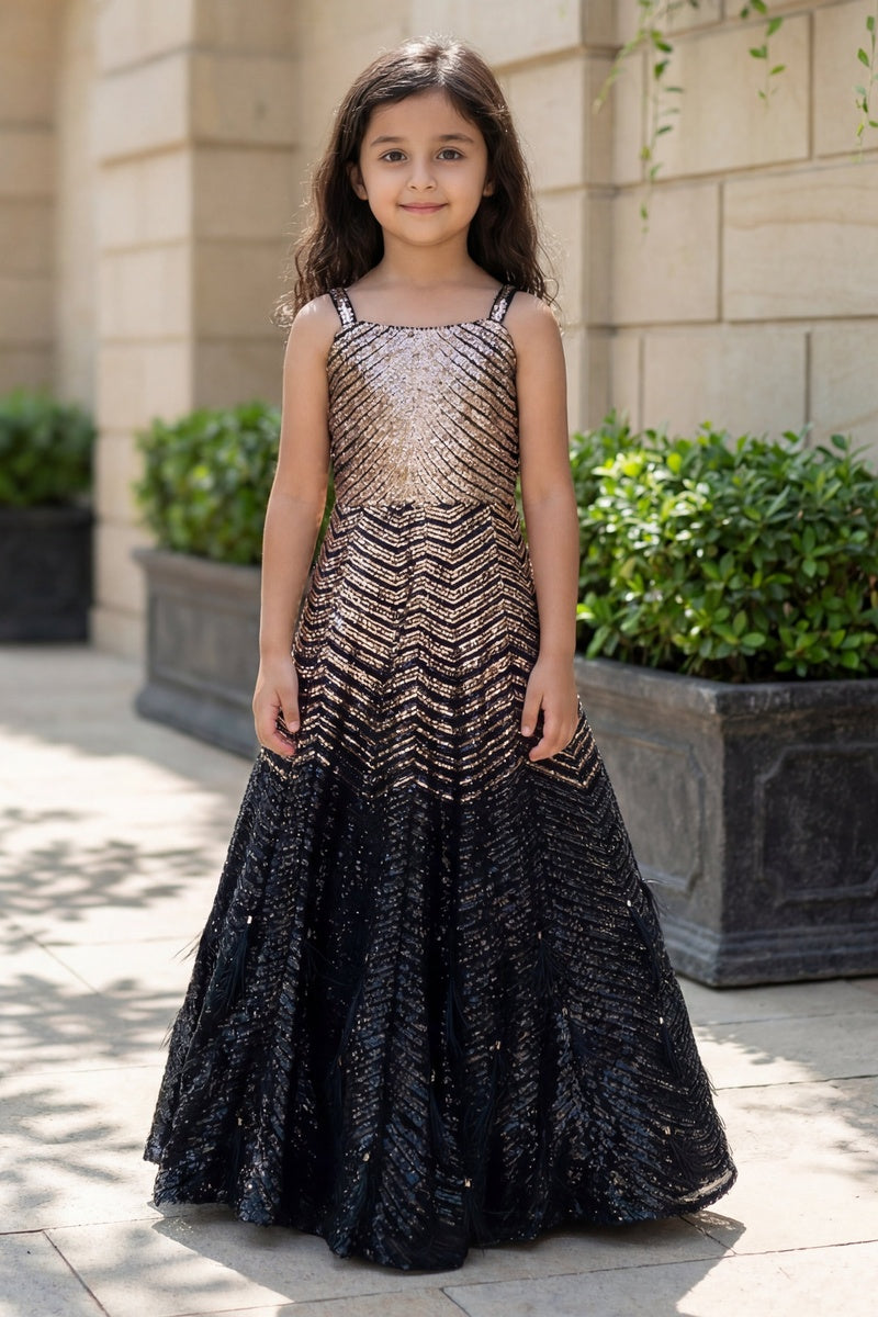 Gold & Black Sequence Gown
