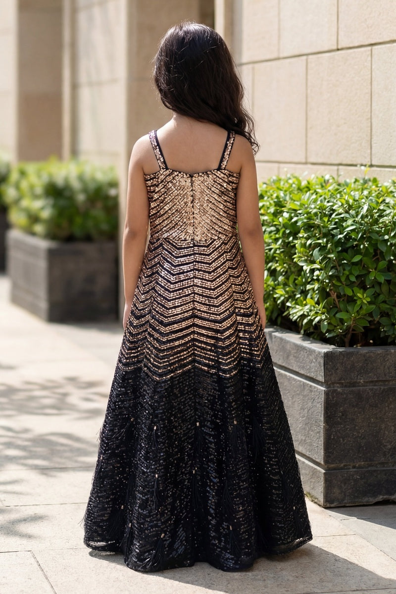 Gold & Black Sequence Gown