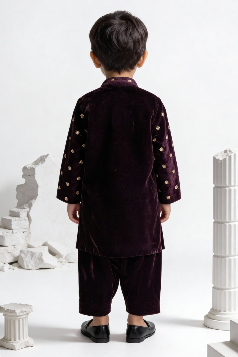 Burgundy Magic Velvet Kurta Set