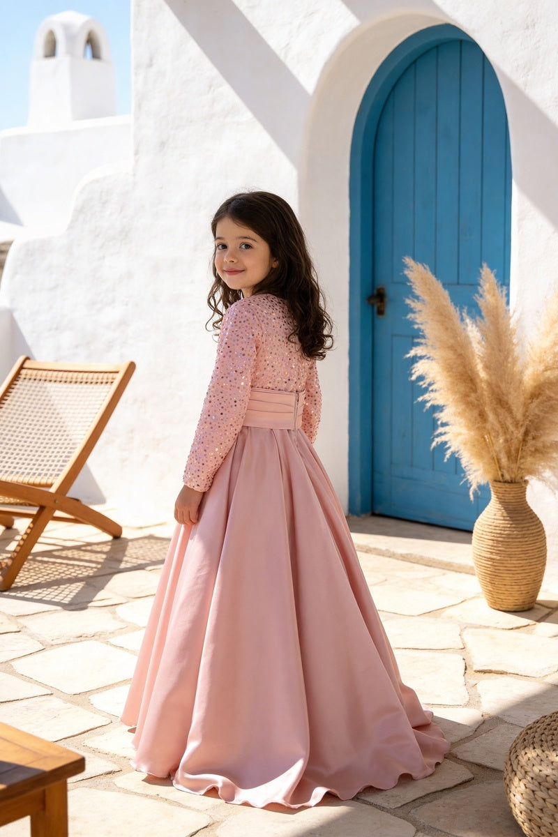 Pink Sequence Embroidery Gown