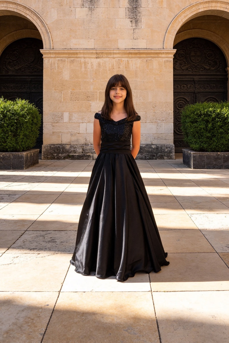 Black Sequence embroidery Gown