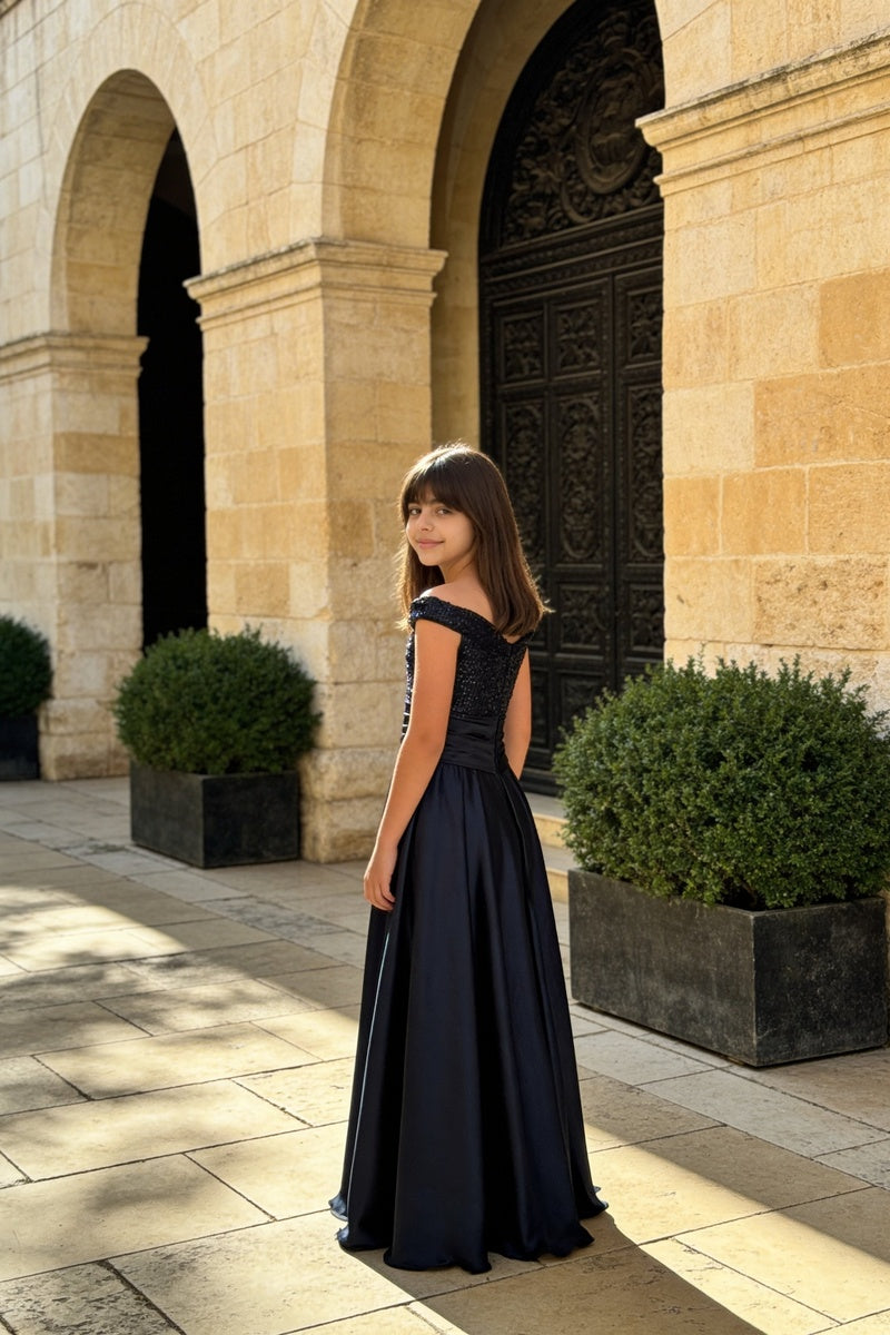 Black Sequence embroidery Gown