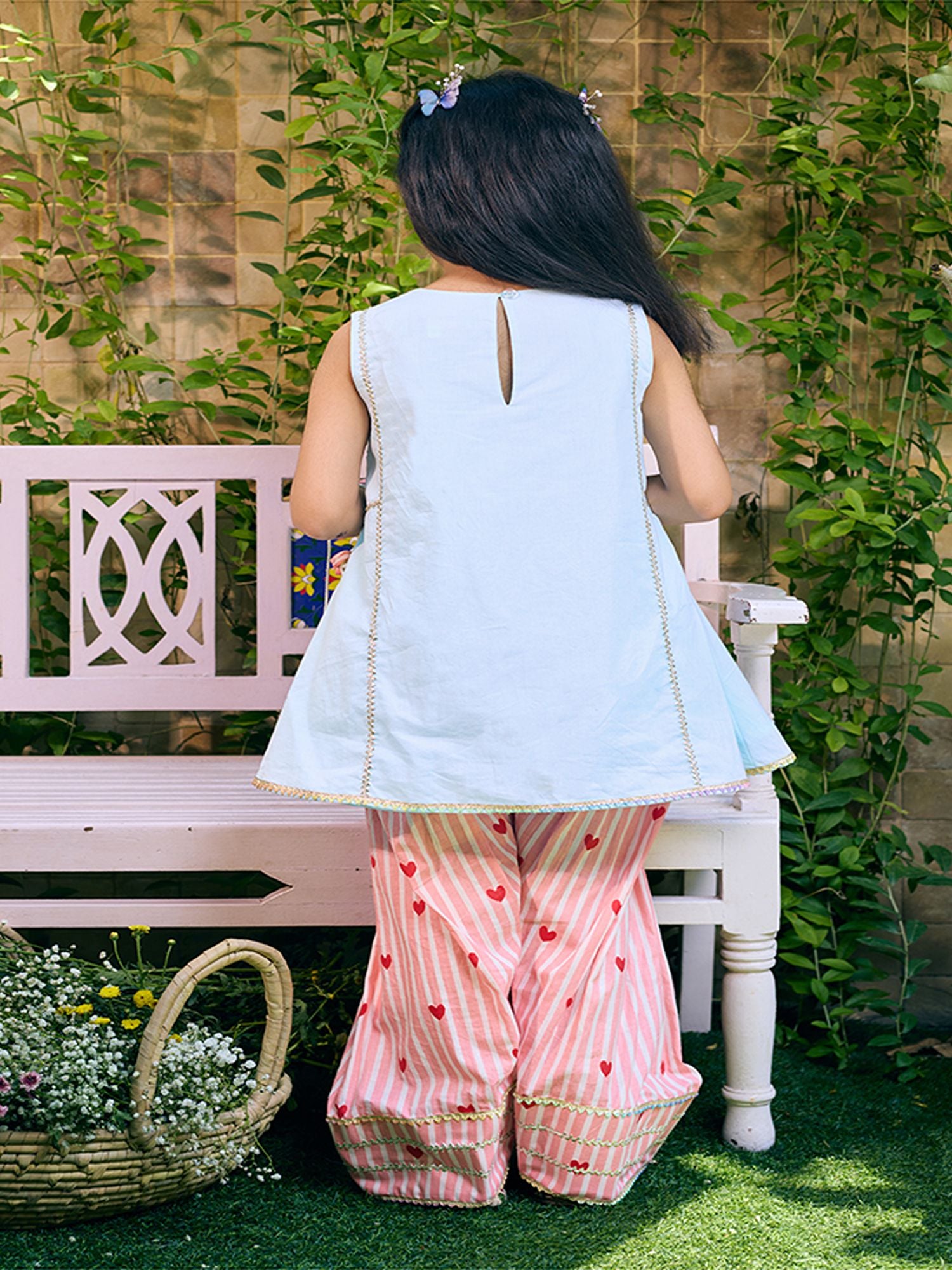 Blue Kurti with Printed Farshi Salwar