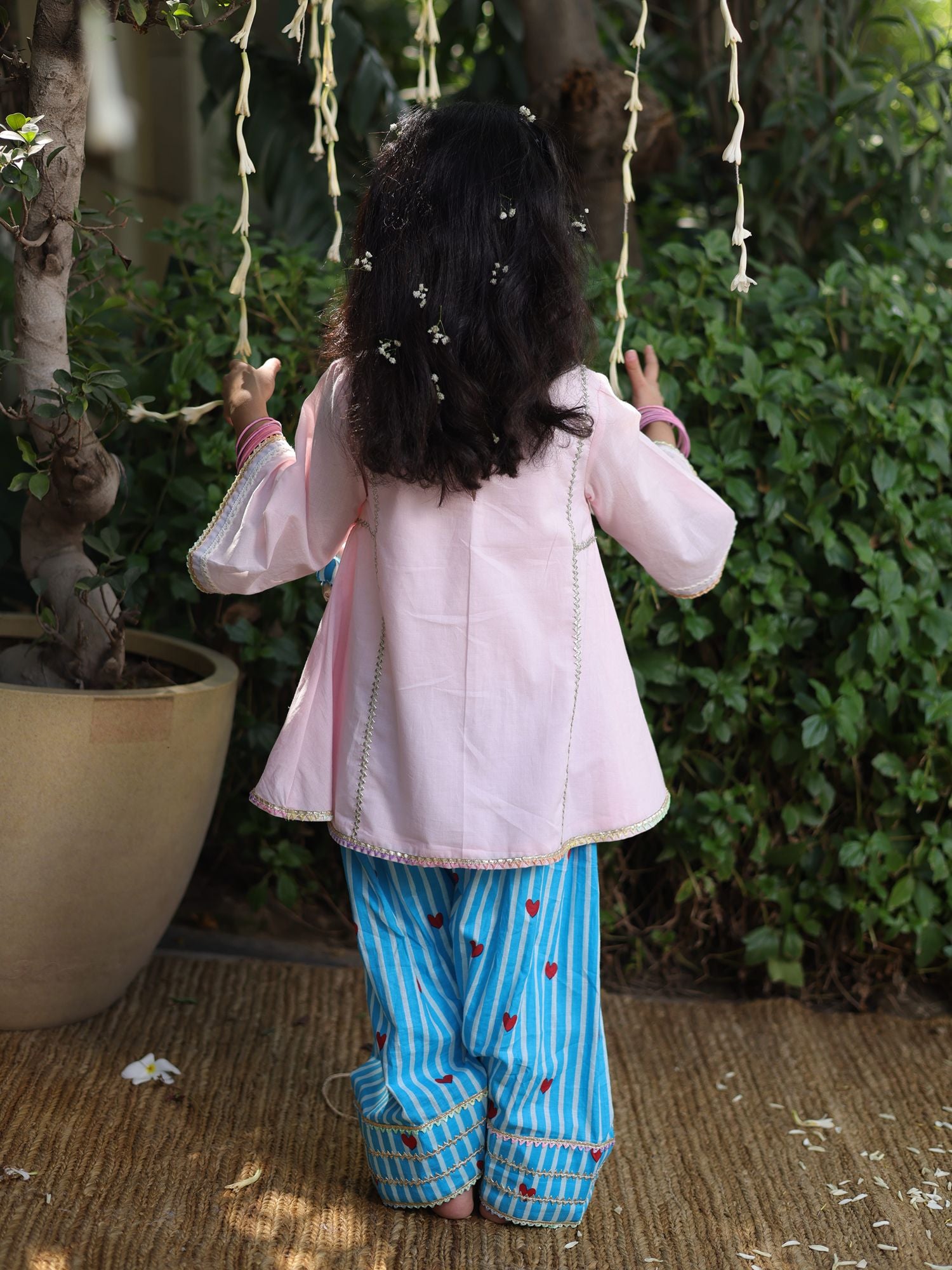 Pink Kurti with Printed Farshi Salwar