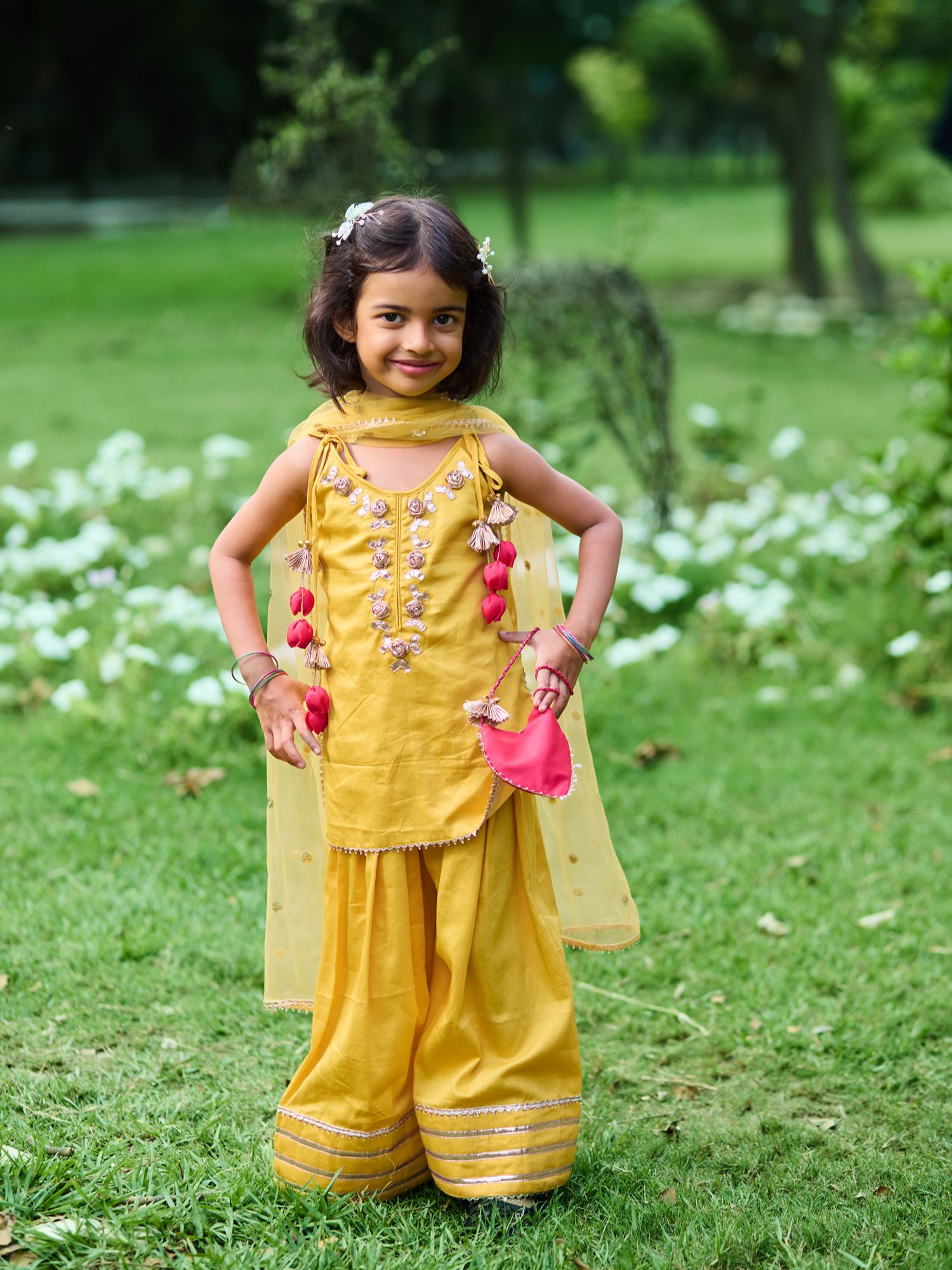 Yellow Kurti with Farshi Salwar