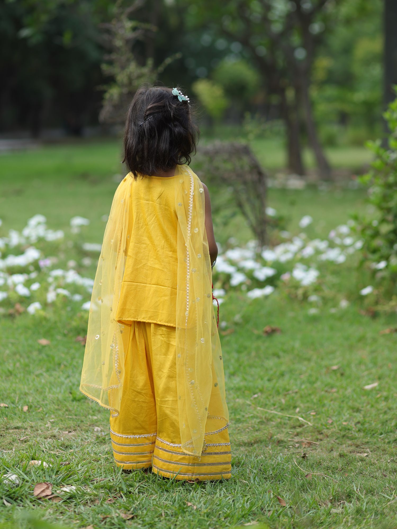 Yellow Kurti with Farshi Salwar