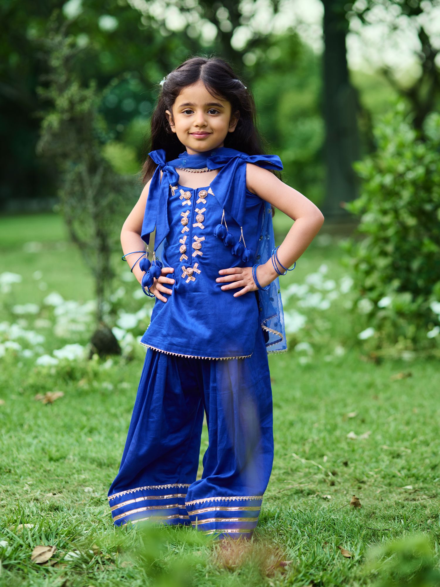 Blue Kurti with Farshi Salwar