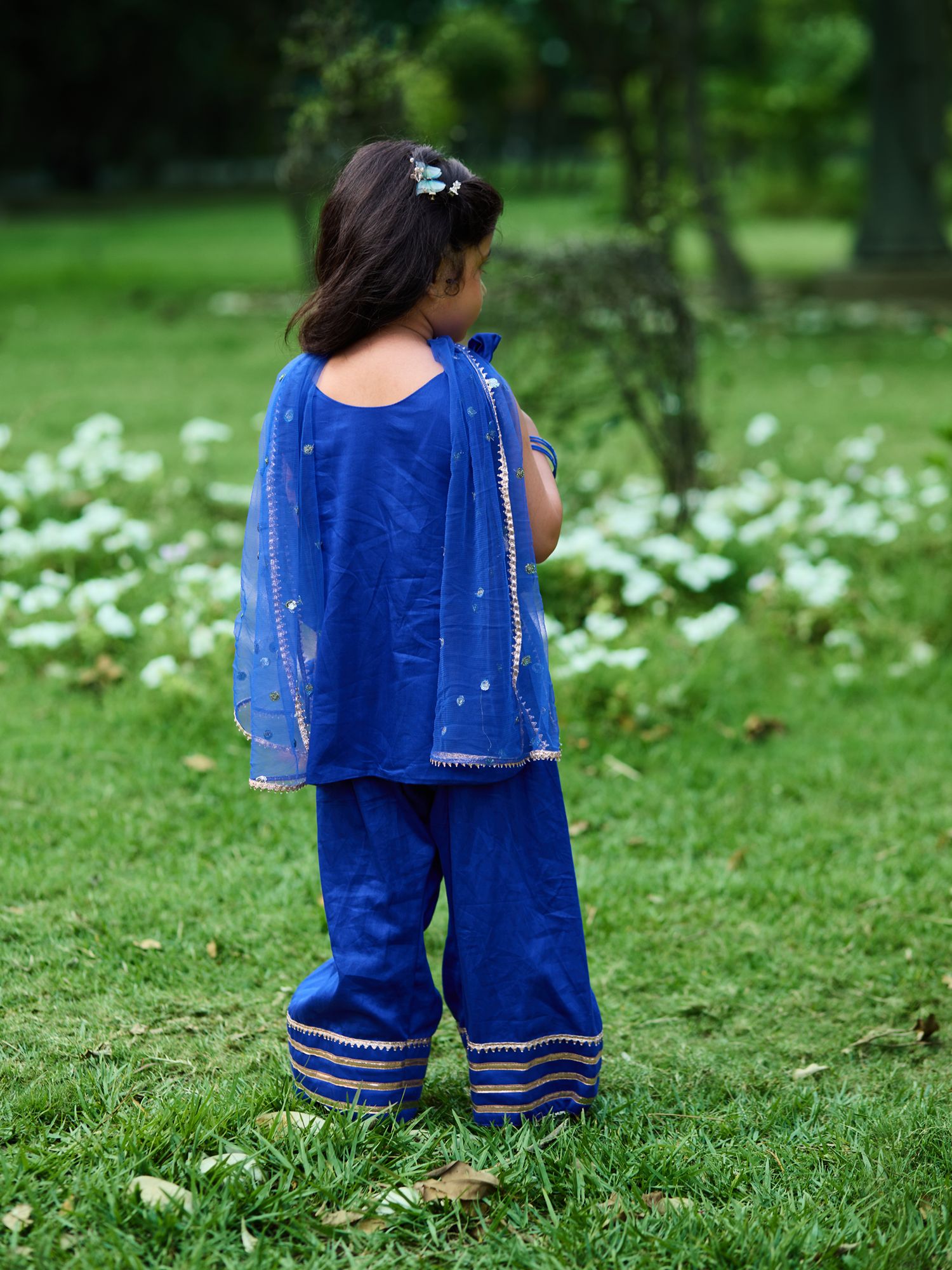 Blue Kurti with Farshi Salwar