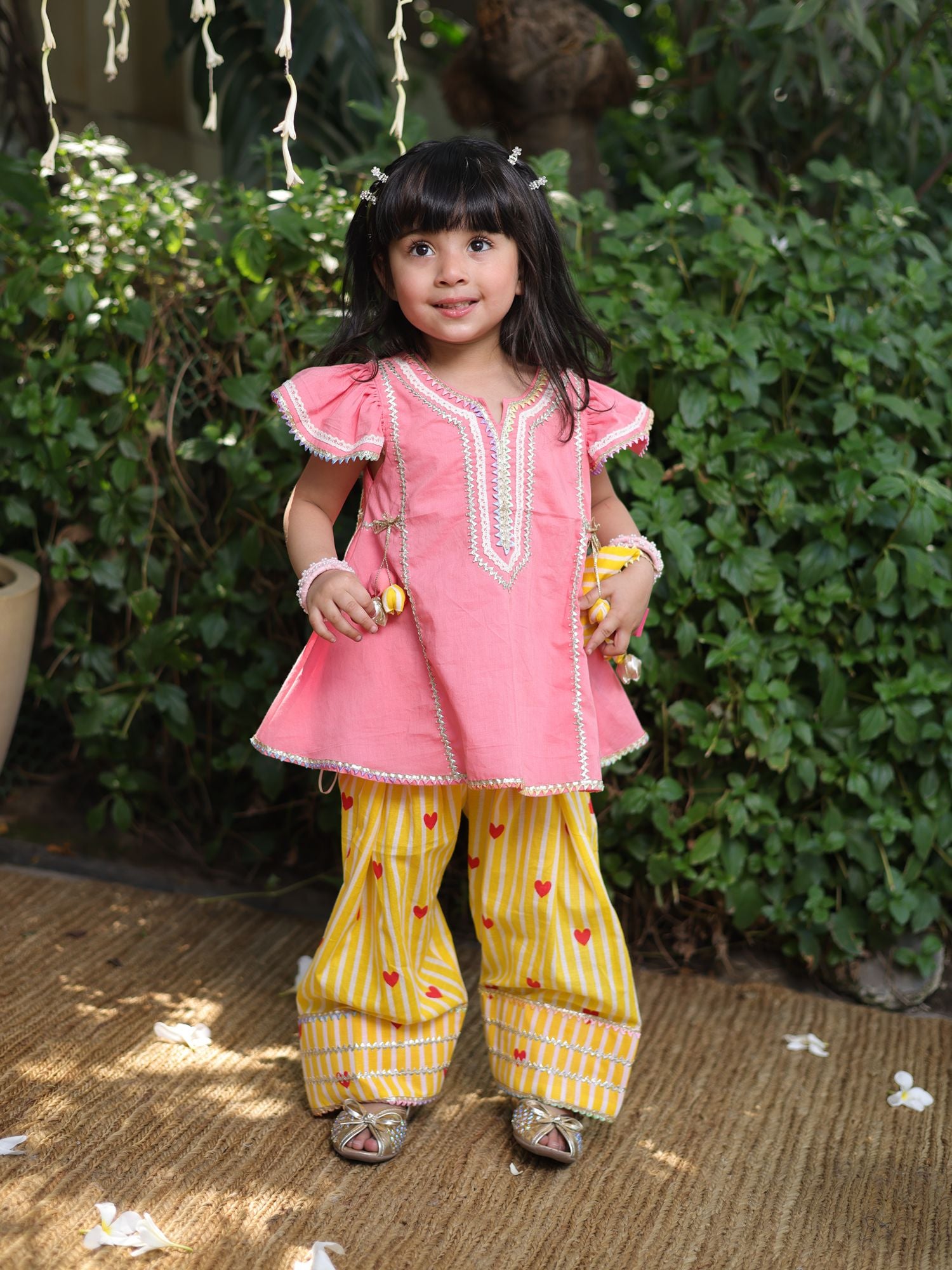 Coral Kurti with Printed Farshi Salwar