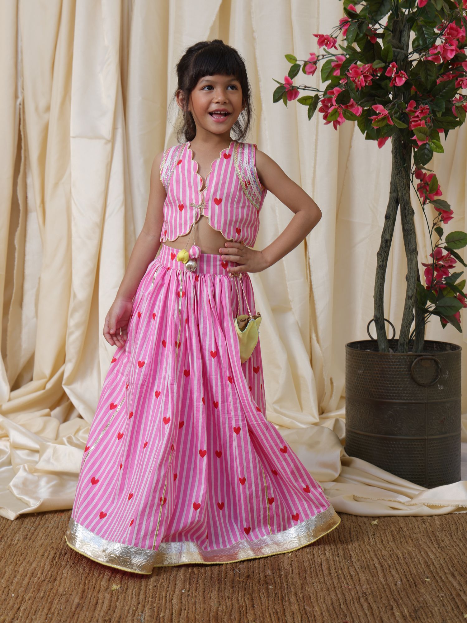 Pink Printed Lehenga Set