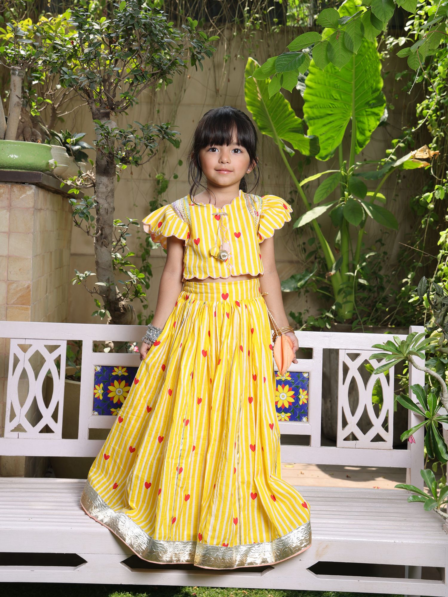 Yellow Printed Lehenga Set