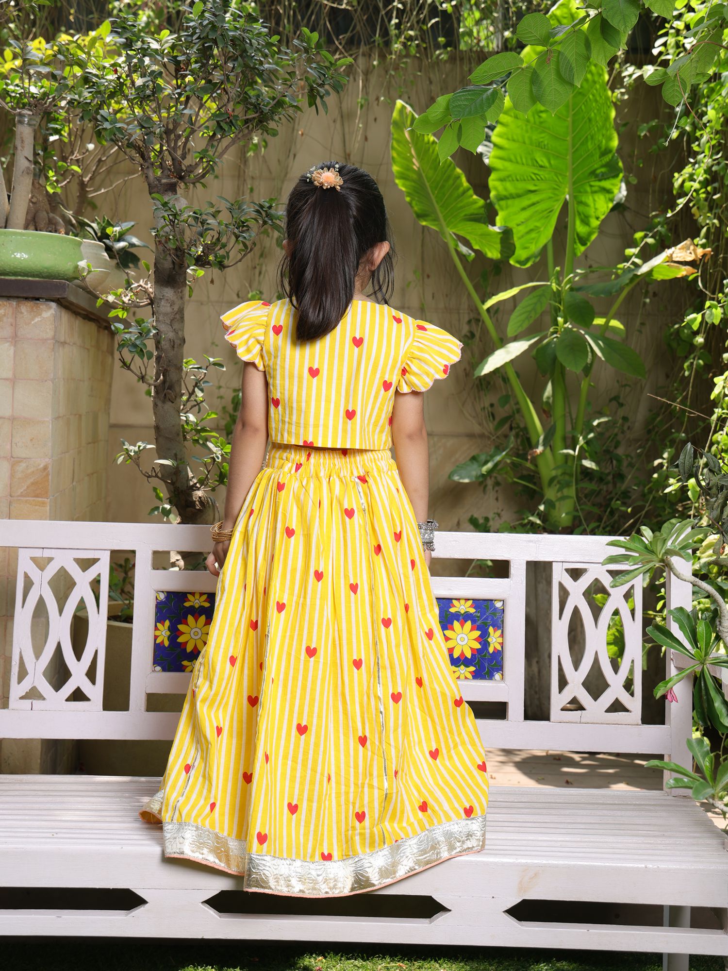 Yellow Printed Lehenga Set