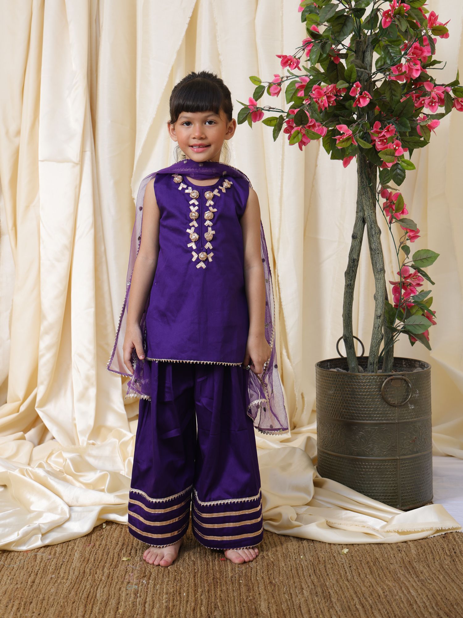 Purple Kurti with Farshi Salwar