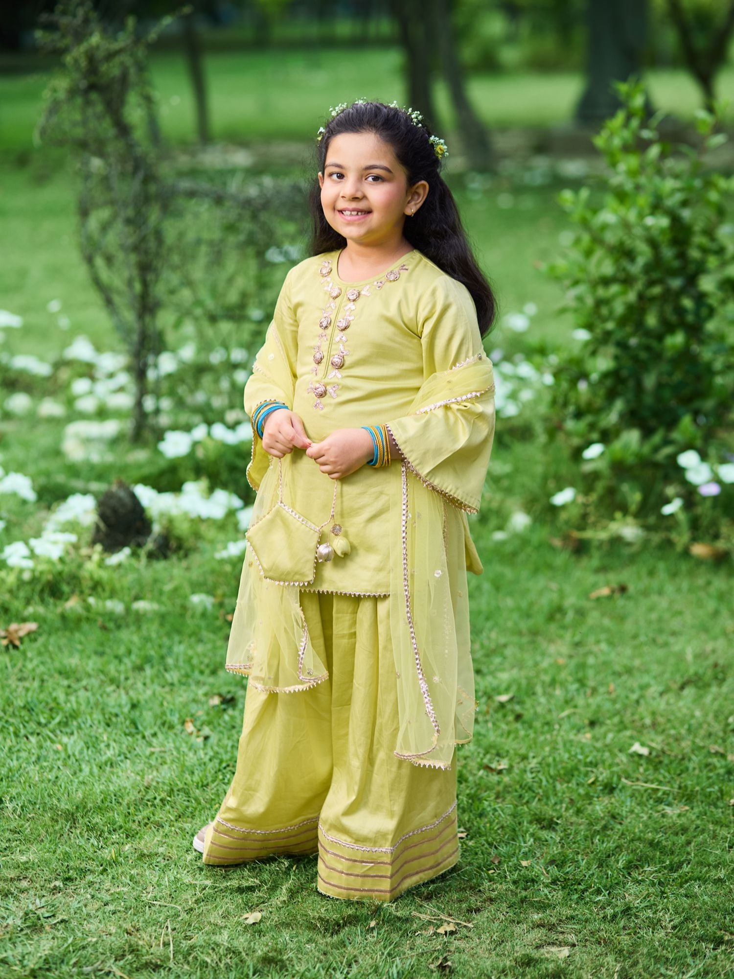 Green Kurti with Farshi Salwar