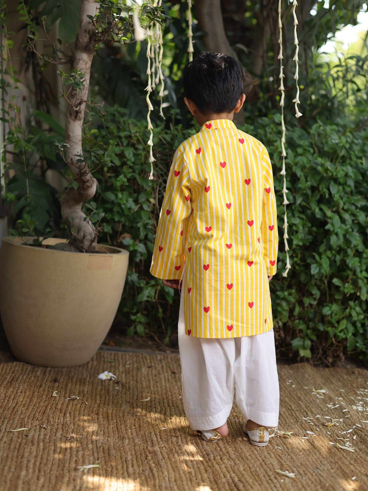 Yellow Printed Kurta with Salwar