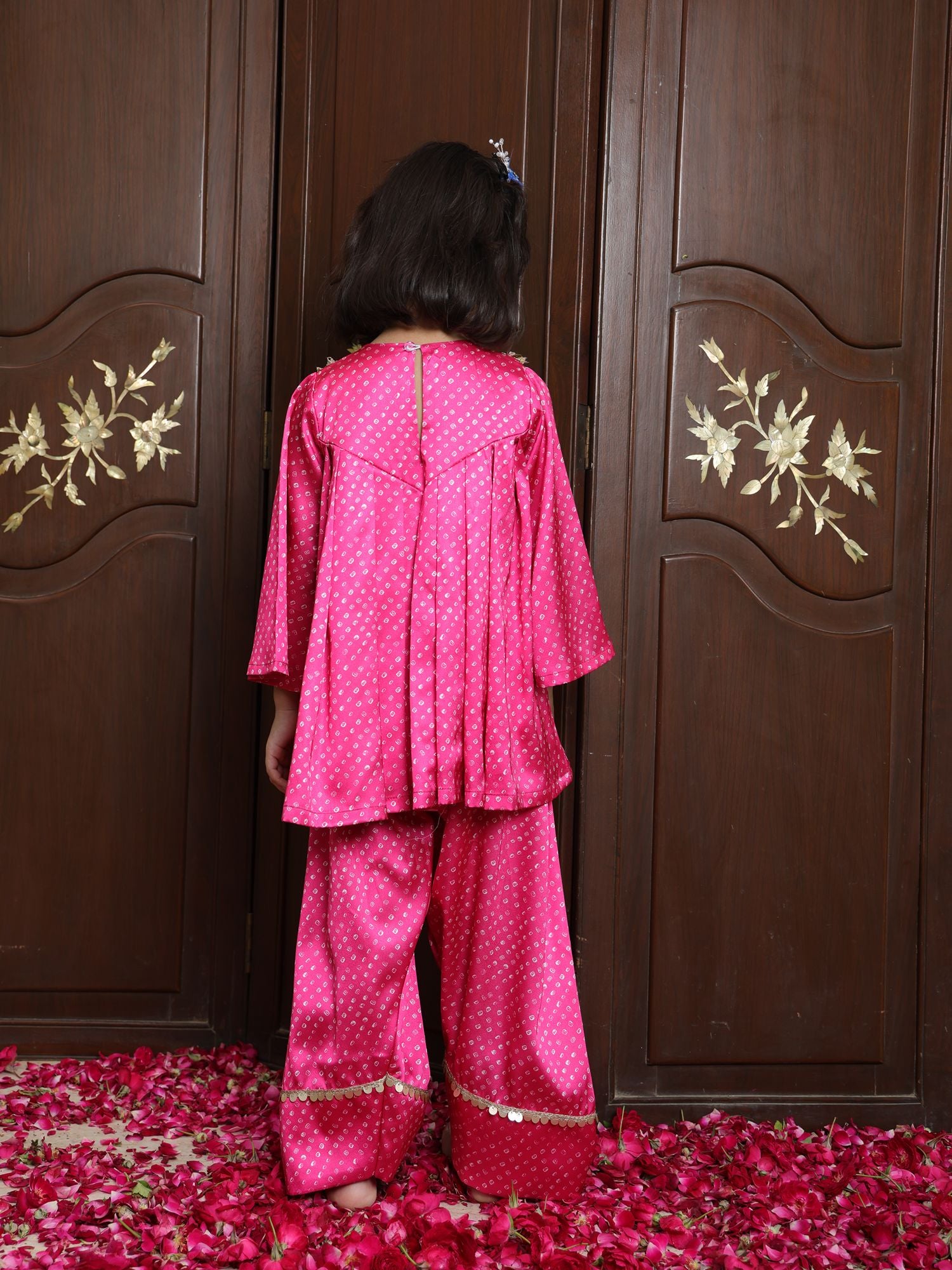 Pink Bandhej Kurti with Salwar