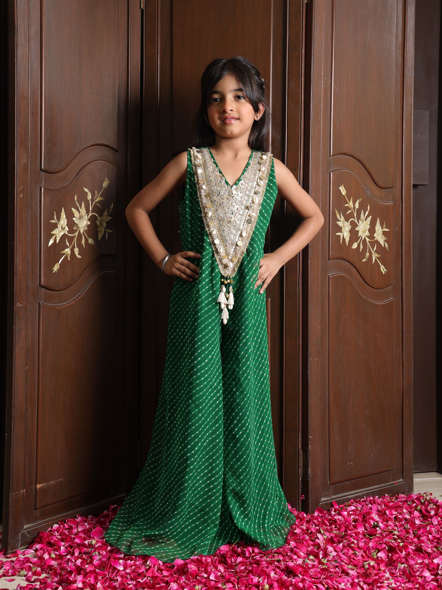 Green Bandhej Jumpsuit