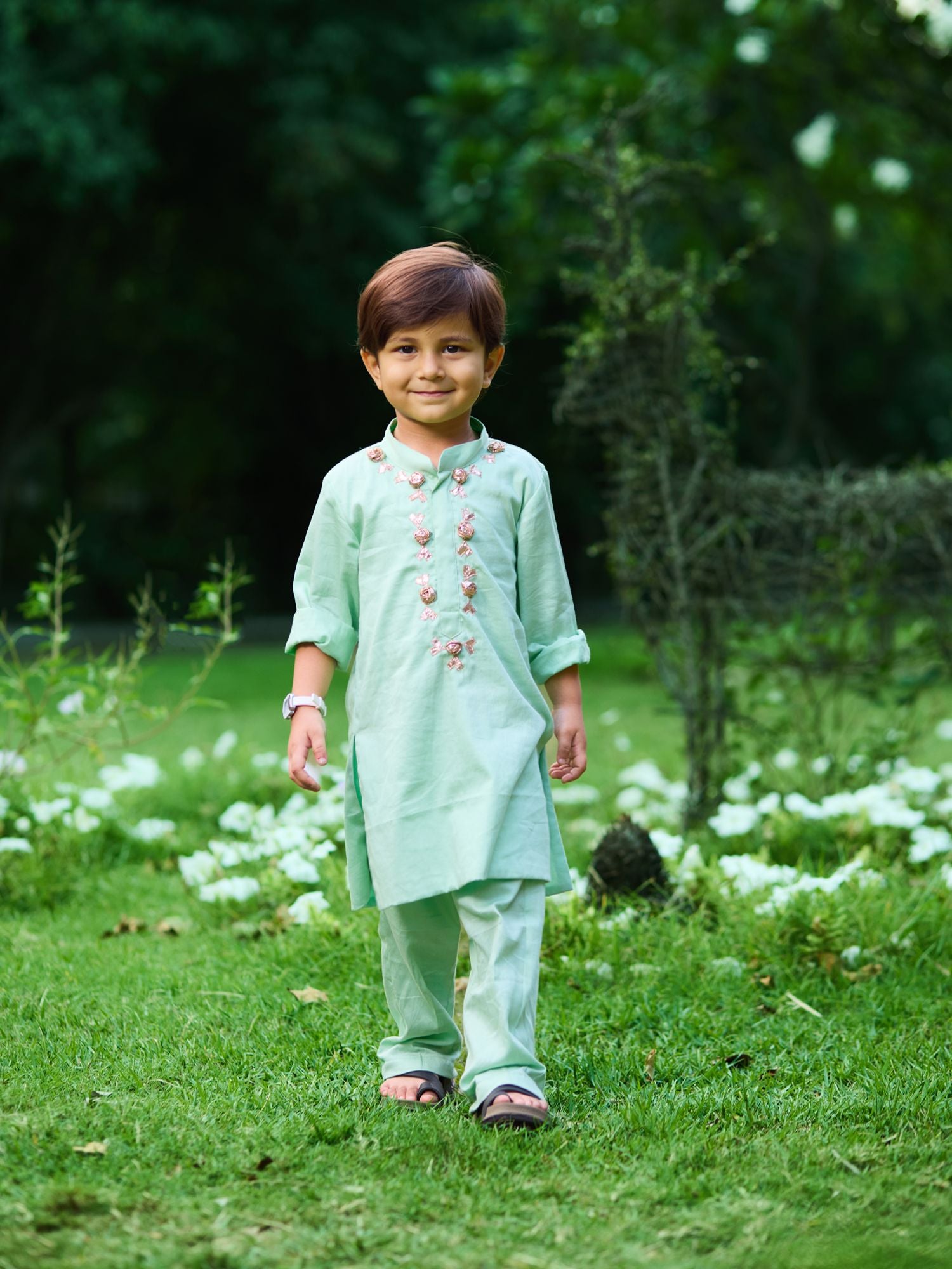 Green Gota Embroidered Kurta Set