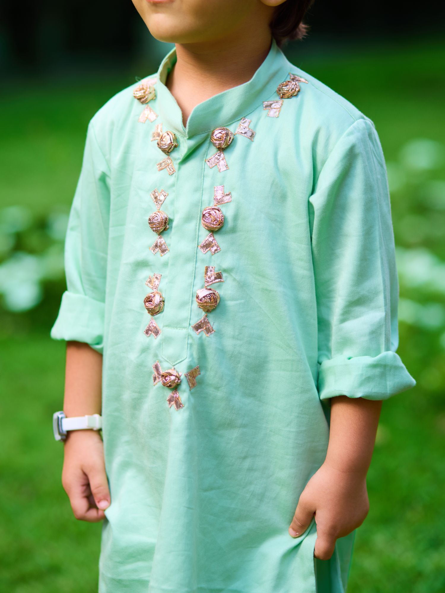Green Gota Embroidered Kurta Set