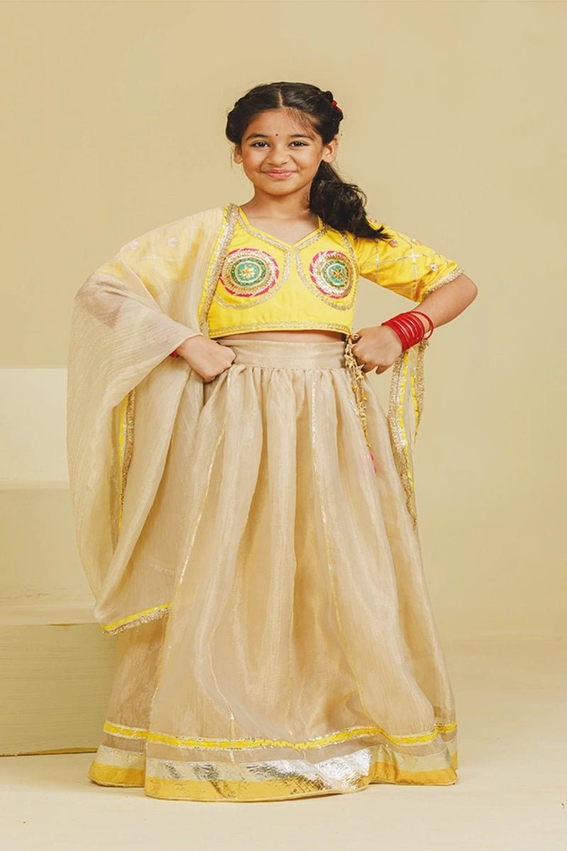 Yellow Aangi Choli with Lehenga Set