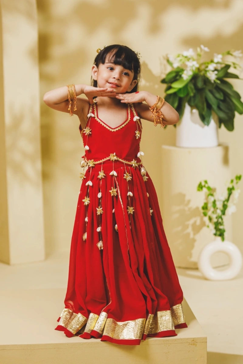 Red Georgette Lehenga Choli Set