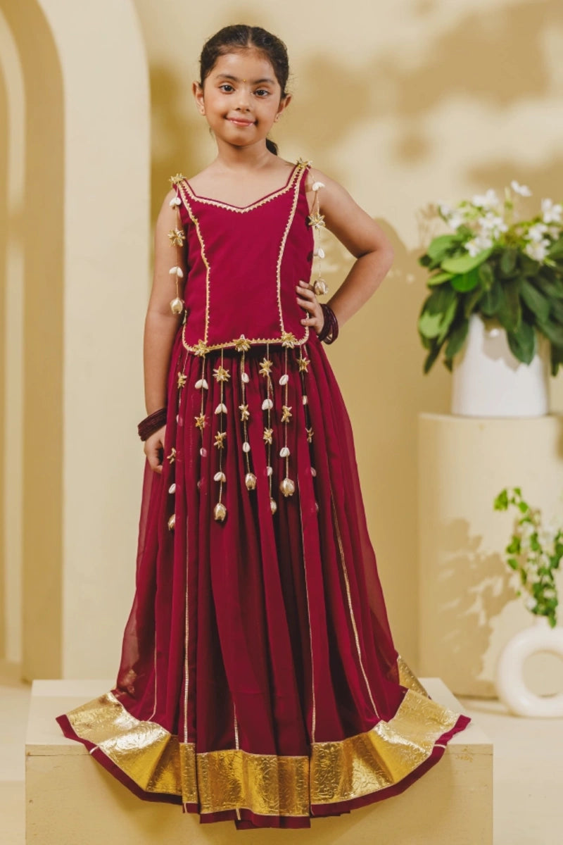 Maroon Georgette Lehenga Choli Set